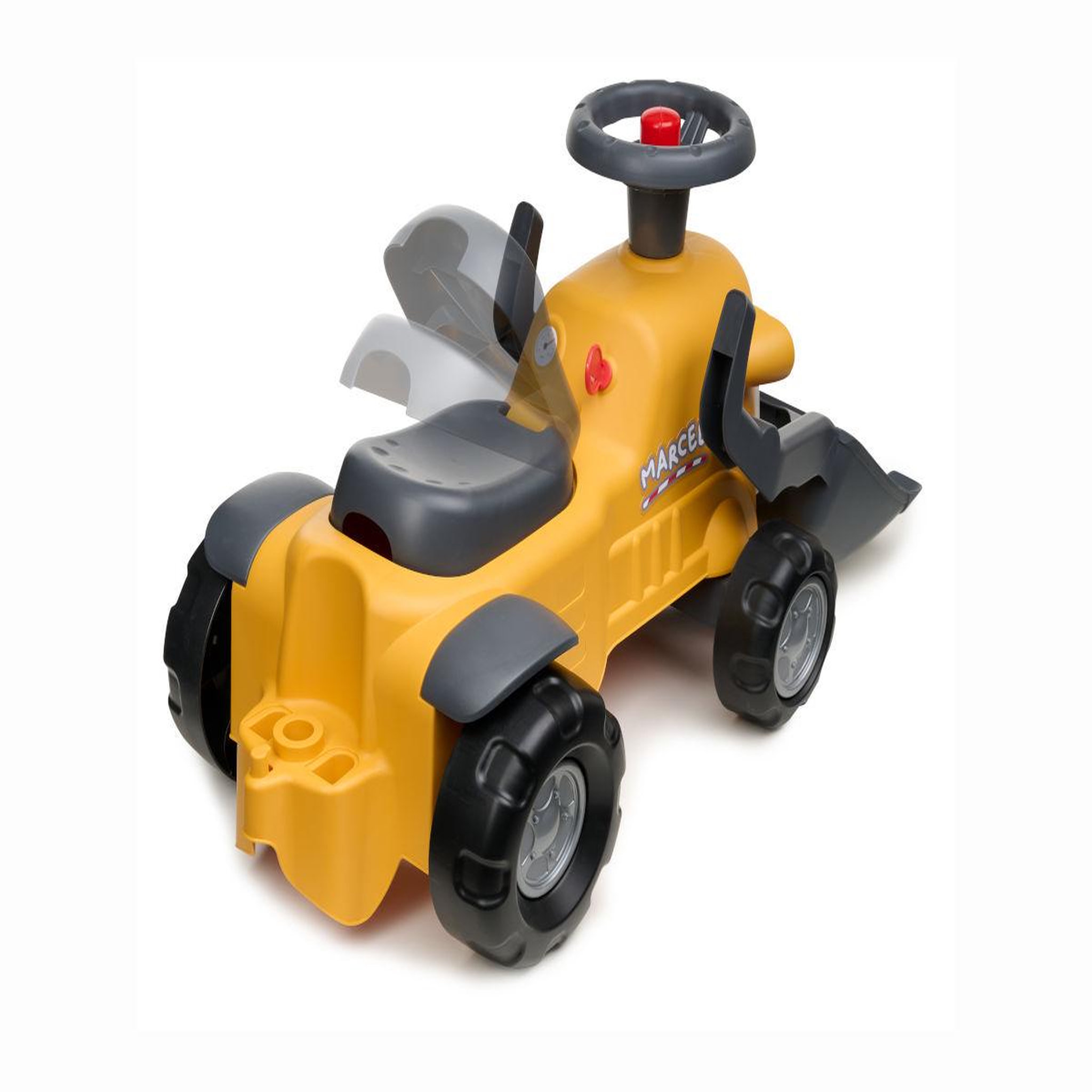 Voir la diapositive 4 : FALK Porteur chantier Marcel avec pelle frontal, excavatrice et remorque 1 à 3 ans - Falk