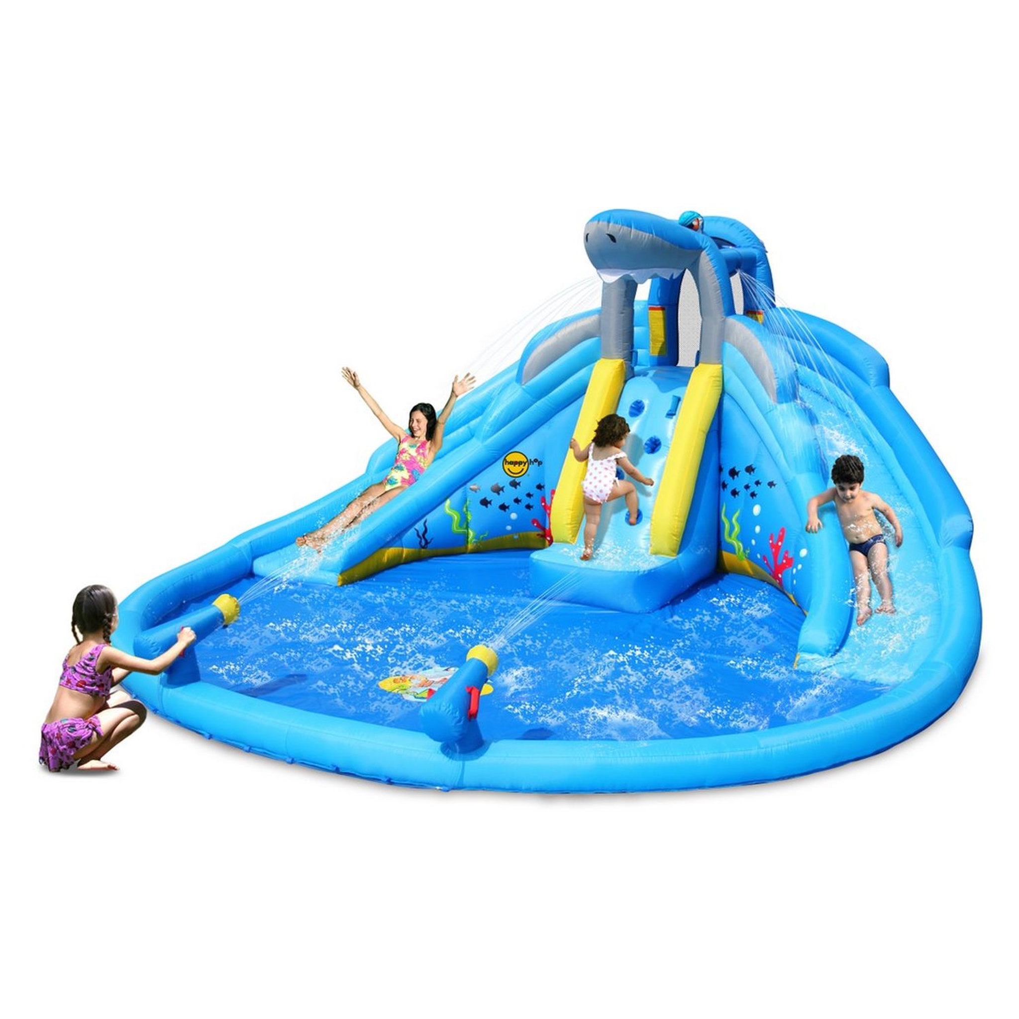 Voir la diapositive 1 : HAPPY HOP Aire de jeux gonflable requin piscine