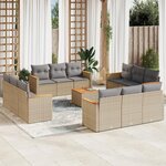 VIDAXL Salon de jardin avec coussins 13 pcs beige resine tressee