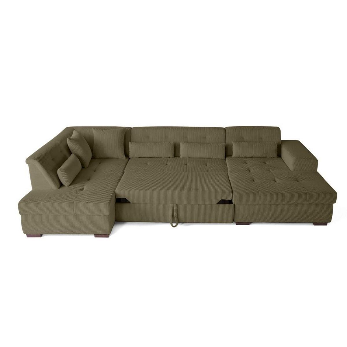 LISA DESIGN Vermont - canapé panoramique d'angle gauche - 7 places - convertible avec coffre - en velours côtelé