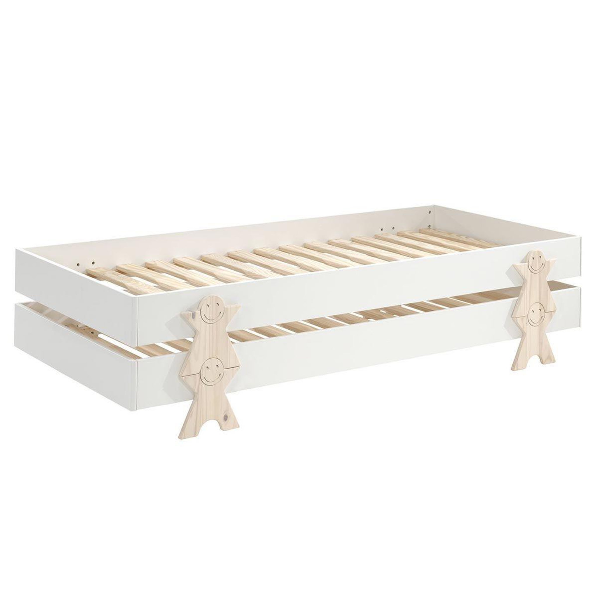 Voir la diapositive 2 : Paris Prix Lit enfant en bois  modulo smiley iii  90x200cm blanc