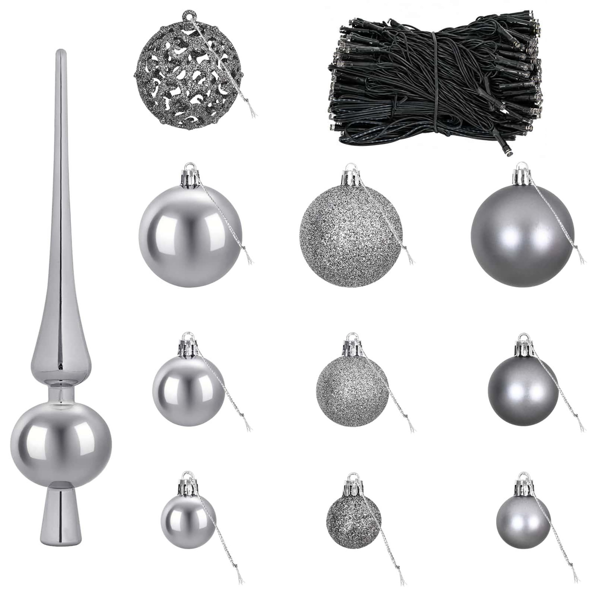Voir la diapositive 6 : VIDAXL Ensemble de Boules de Noël 120 pc Gris Diam. 6 cm Plastique