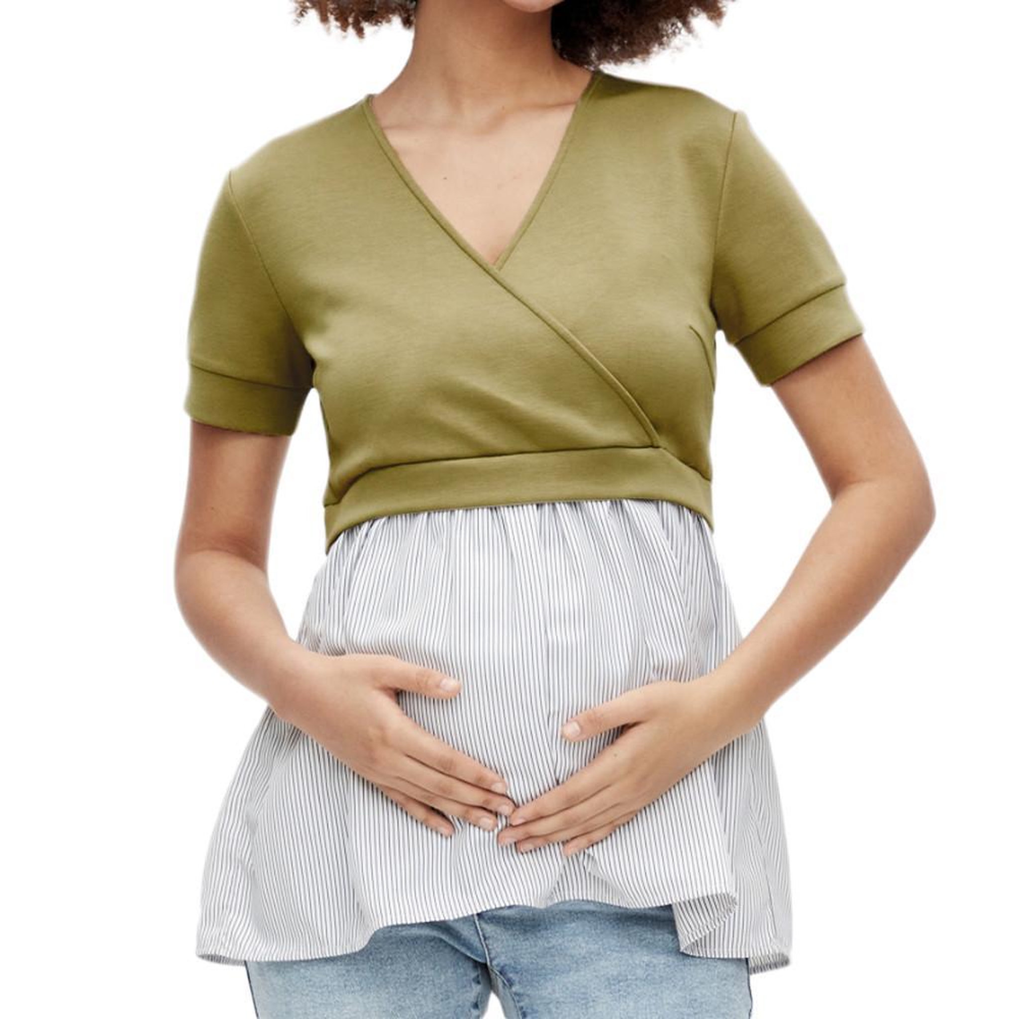 MAMALICIOUS Blouse de grossesse et allaitement Kaki Femme Mamalicious Jennifer. Coloris disponibles : Vert