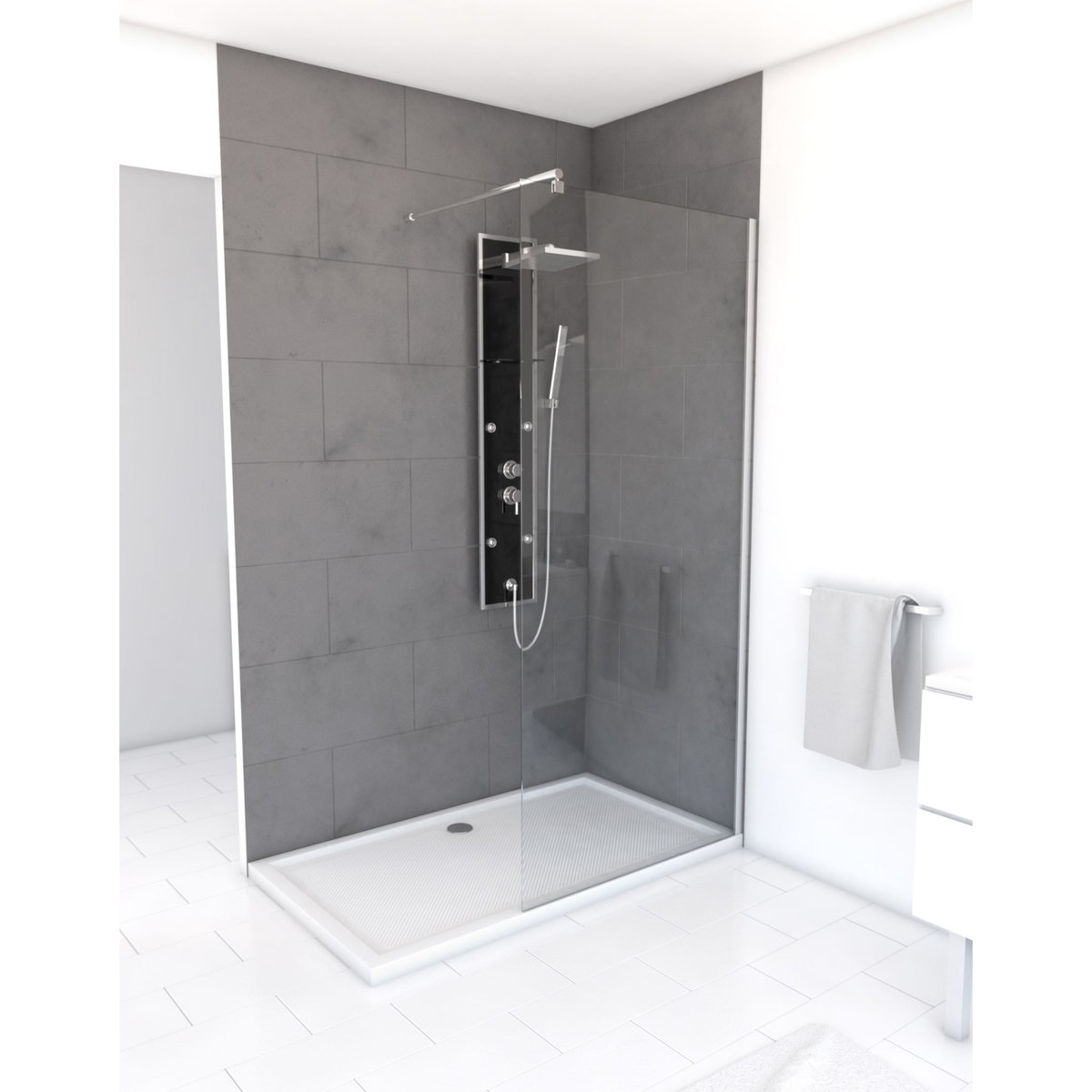 Aurlane Paroi de douche a l'italienne 90x200 cm verre 6mm + bras de — free download