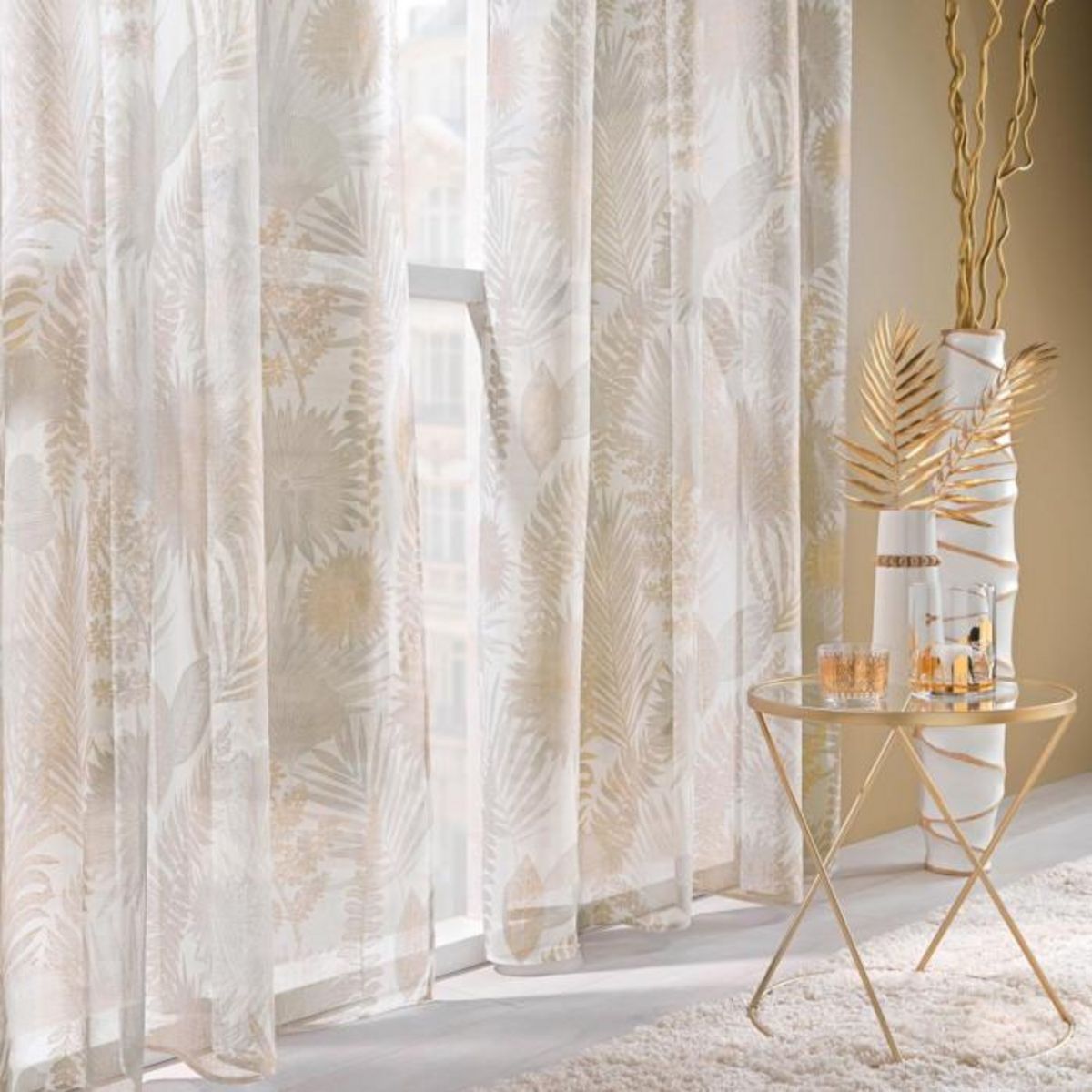 Paris Prix Rideau Voilage à Œillets  Melisse  140x240cm Multicolore