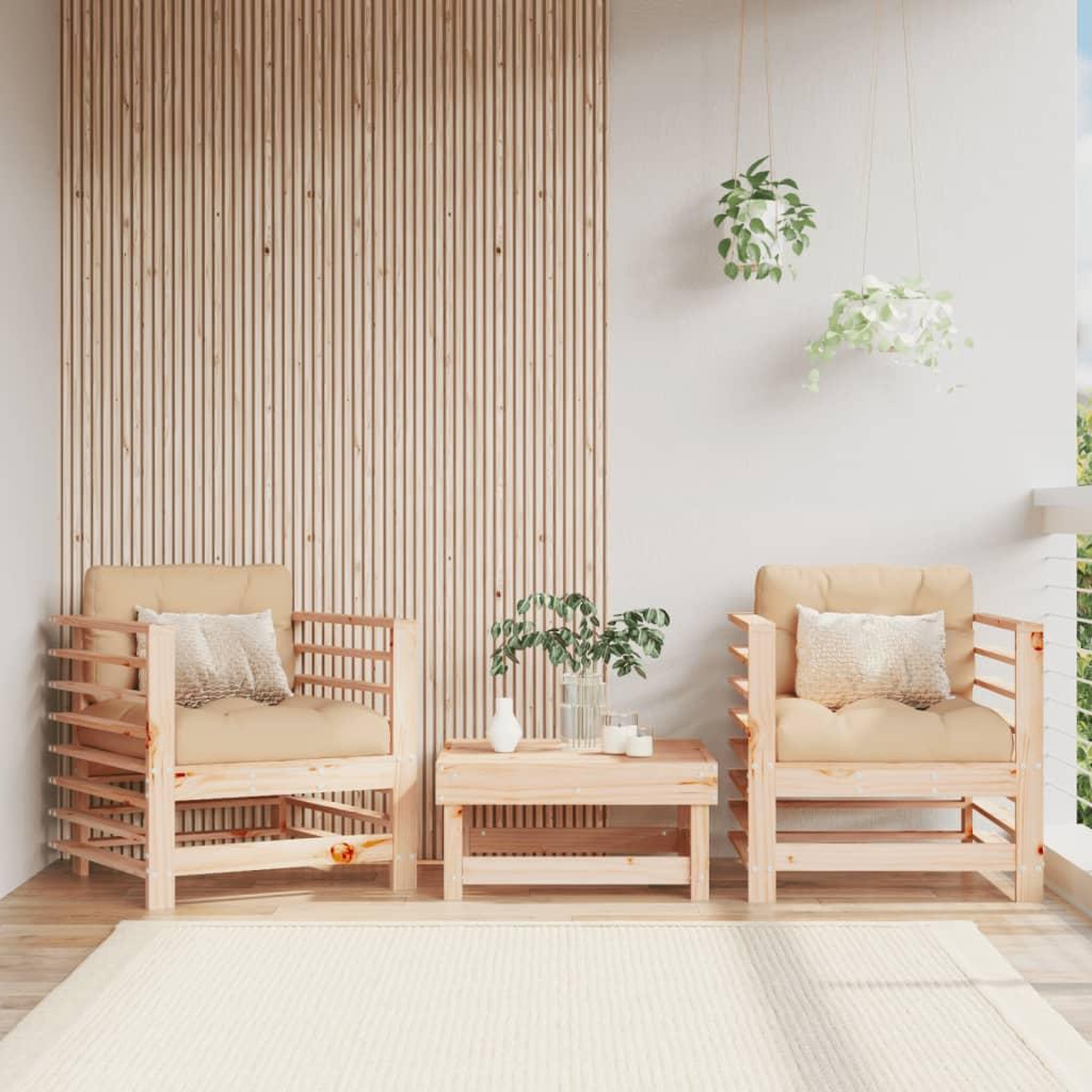 VIDAXL Chaises de jardin avec coussins lot de 2 bois de pin massif