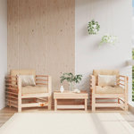 VIDAXL Chaises de jardin avec coussins lot de 2 bois de pin massif