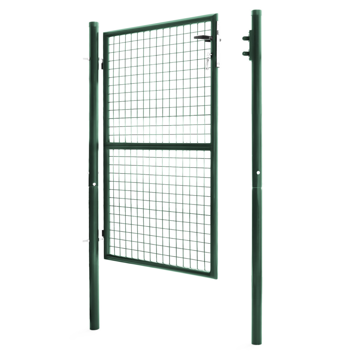 ID MARKET Portillon de jardin 105 x 125 cm en acier vert avec serrure et poignée