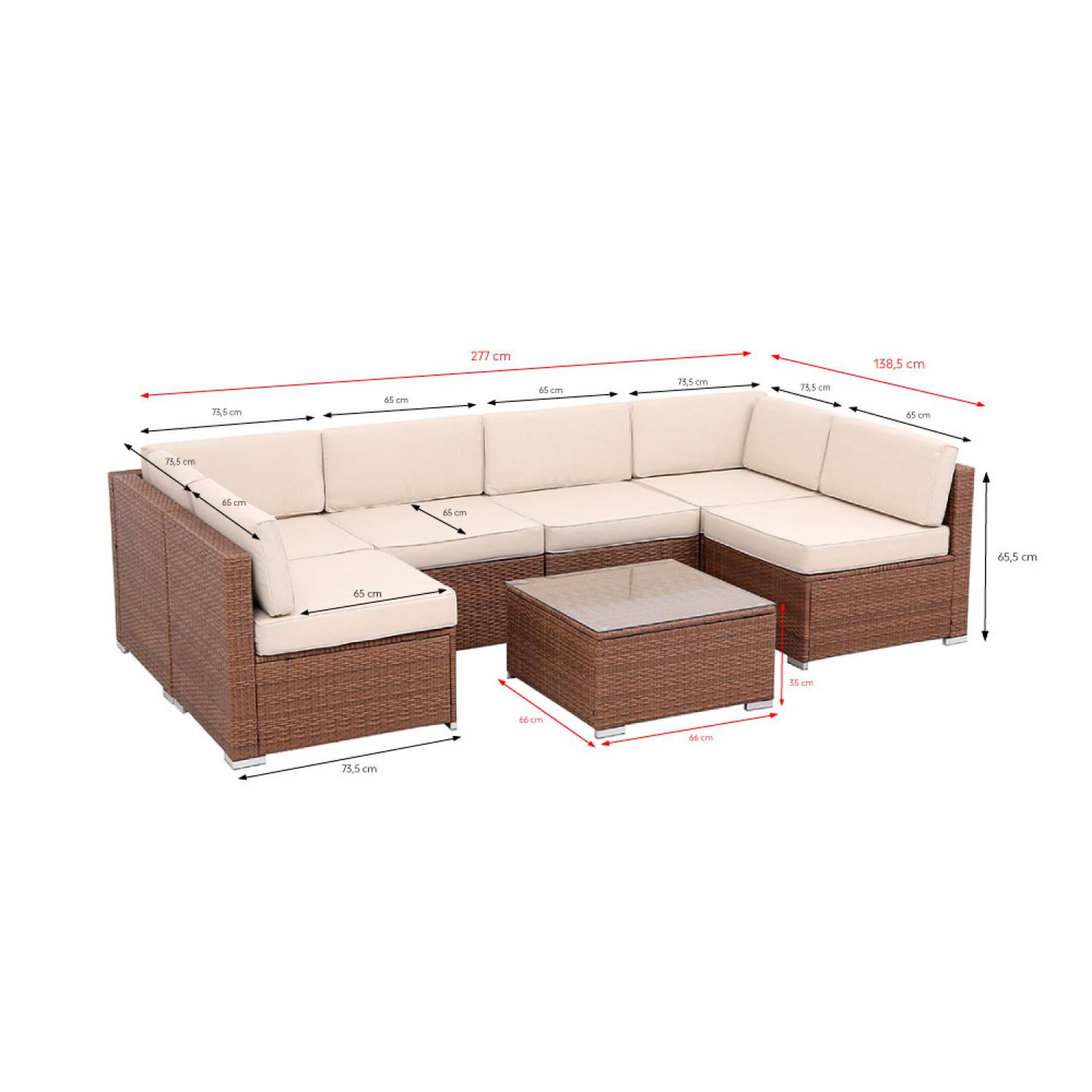 Voir la diapositive 3 : CONCEPT USINE Salon de jardin 6 places modulable en résine tressée marron et beige qamea