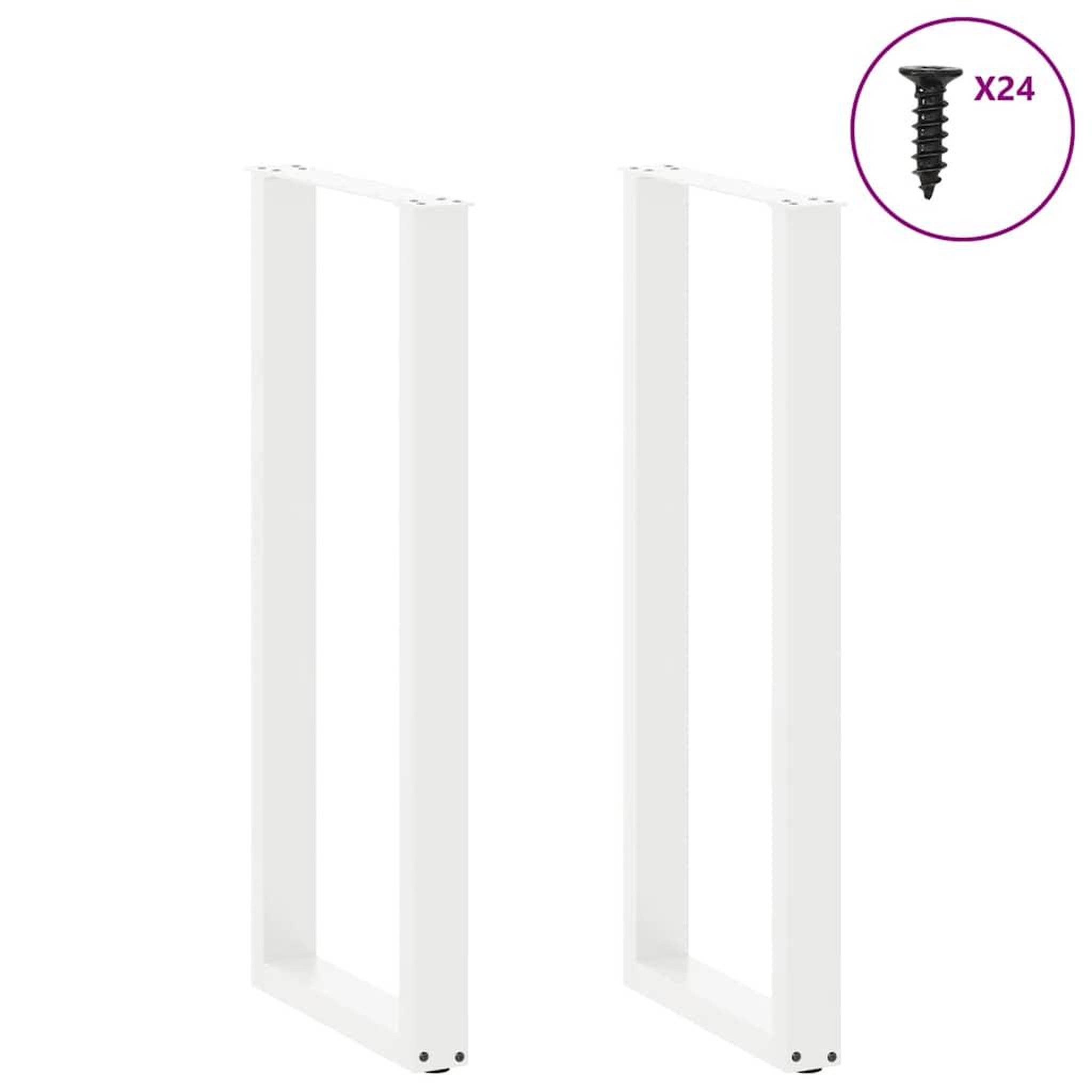 Voir la diapositive 3 : VIDAXL Pieds de table basse forme de U 2pcs blanc 50x(110-111)cm acier