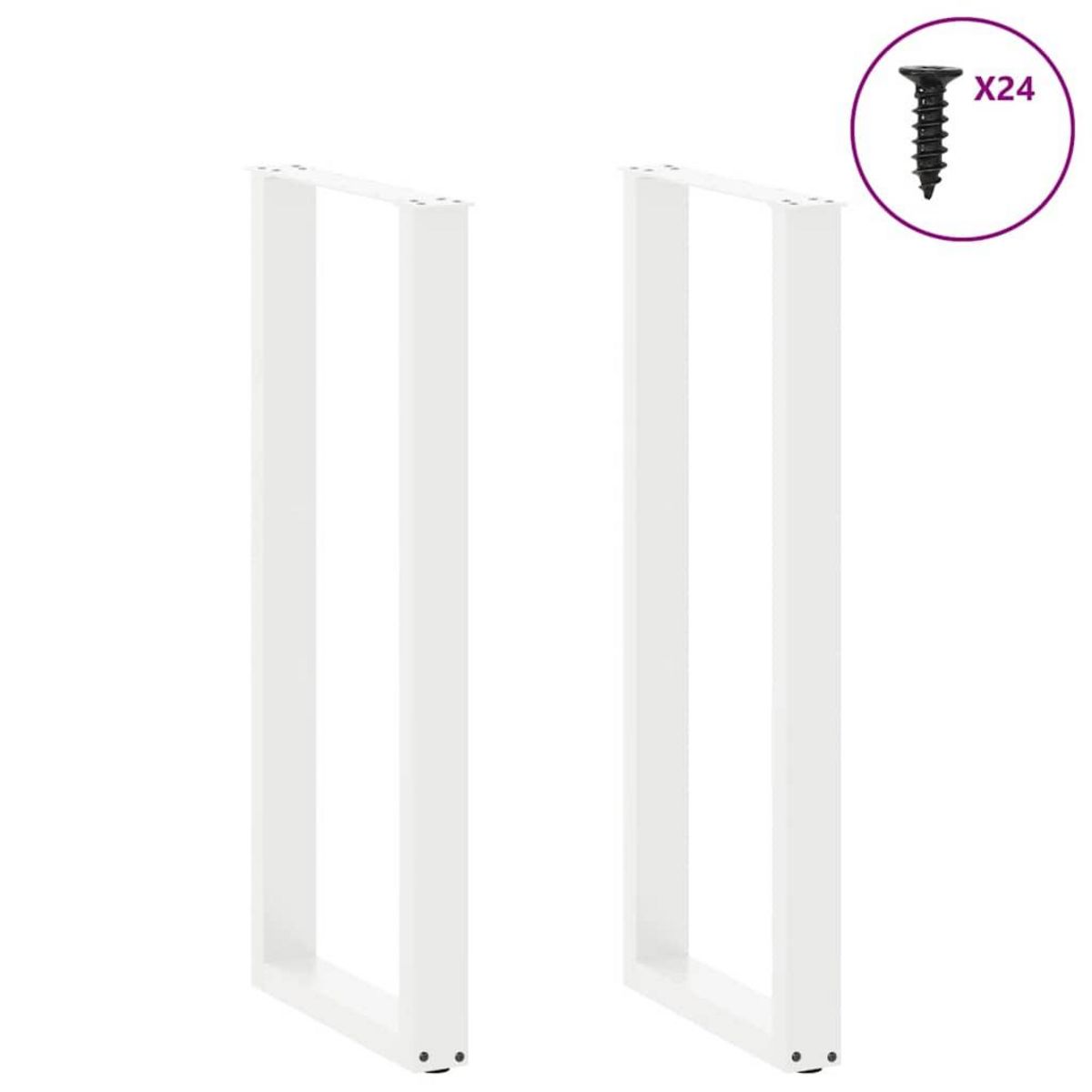 VIDAXL Pieds de table basse forme de U 2pcs blanc 50x(110-111)cm acier