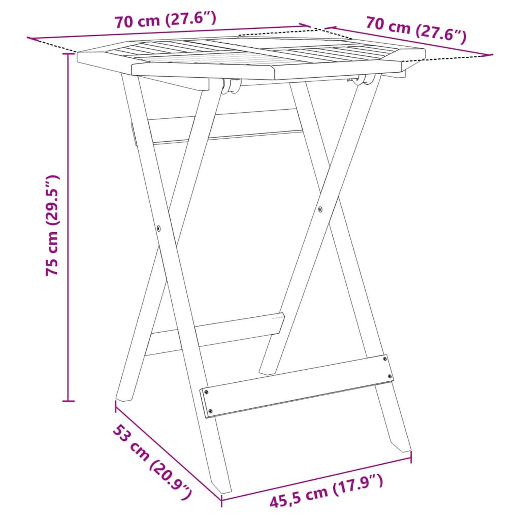 Voir la diapositive 6 : VIDAXL Ensemble de bistro pliable 3 pcs bois d'acacia solide