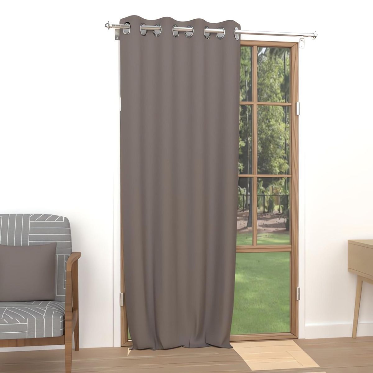 SOLEIL D'OCRE Rideau uni à oeillets infroissable ALIX, par Soleil d'ocre