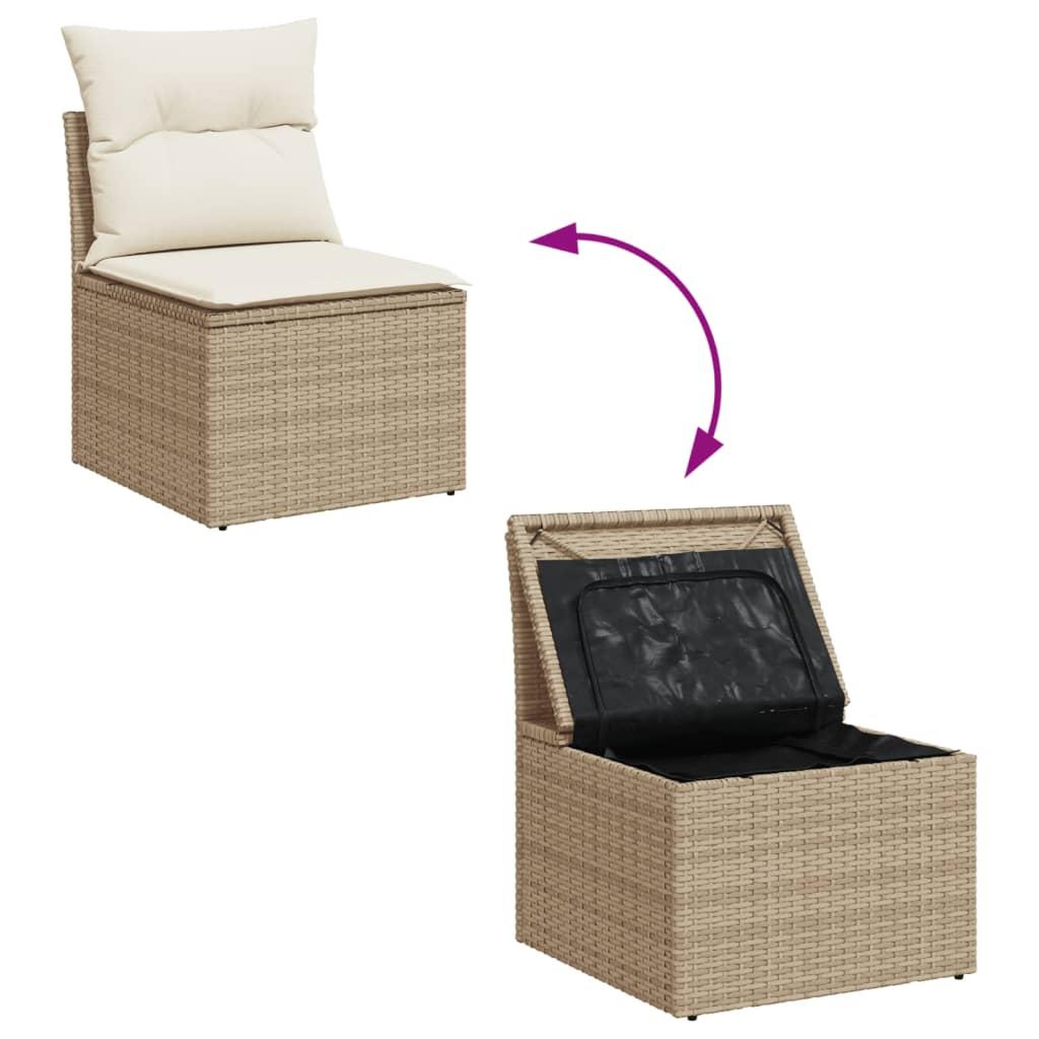 Voir la diapositive 4 : VIDAXL Salon de jardin avec coussins 6 pcs beige resine tressee