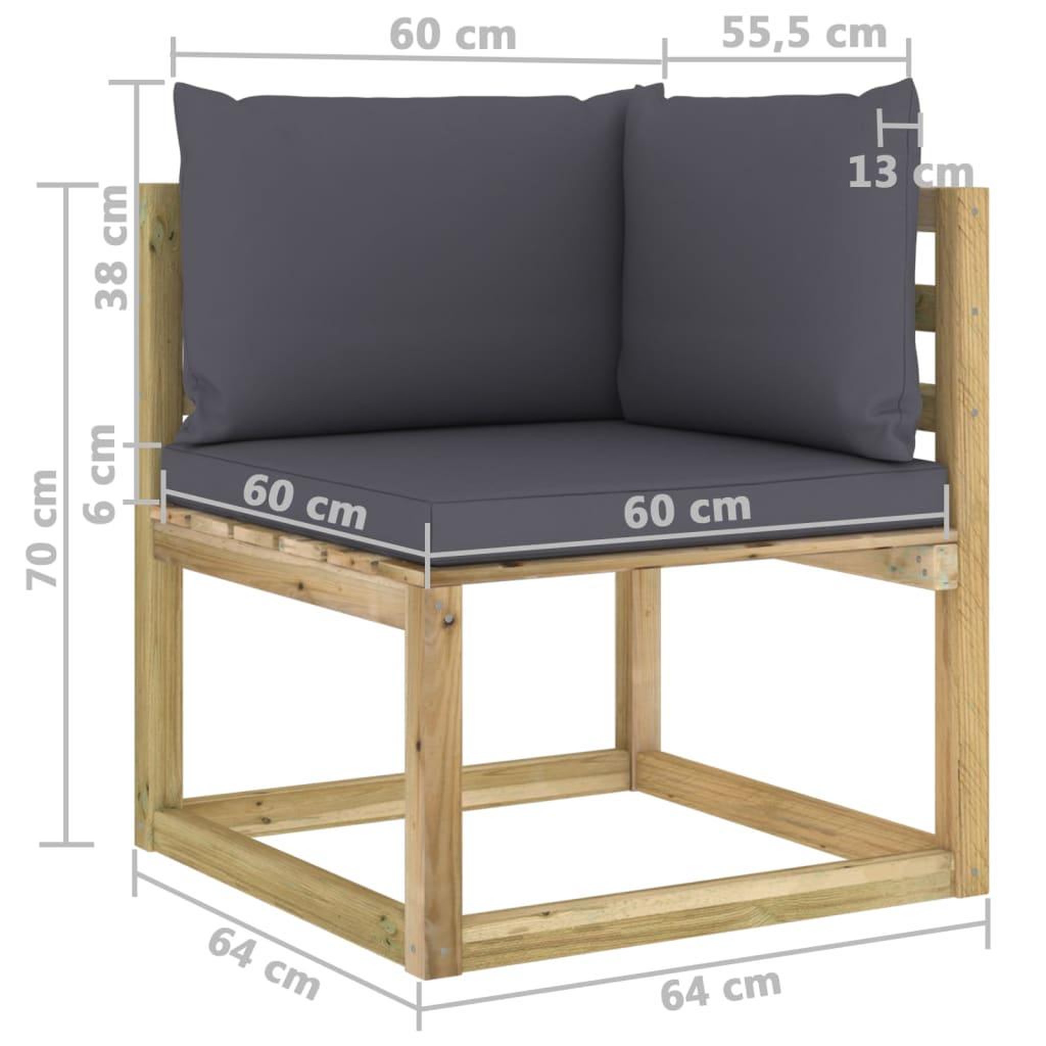 Voir la diapositive 6 : VIDAXL Canapes d'angle de jardin 2pcs et coussins Pin impregne de vert