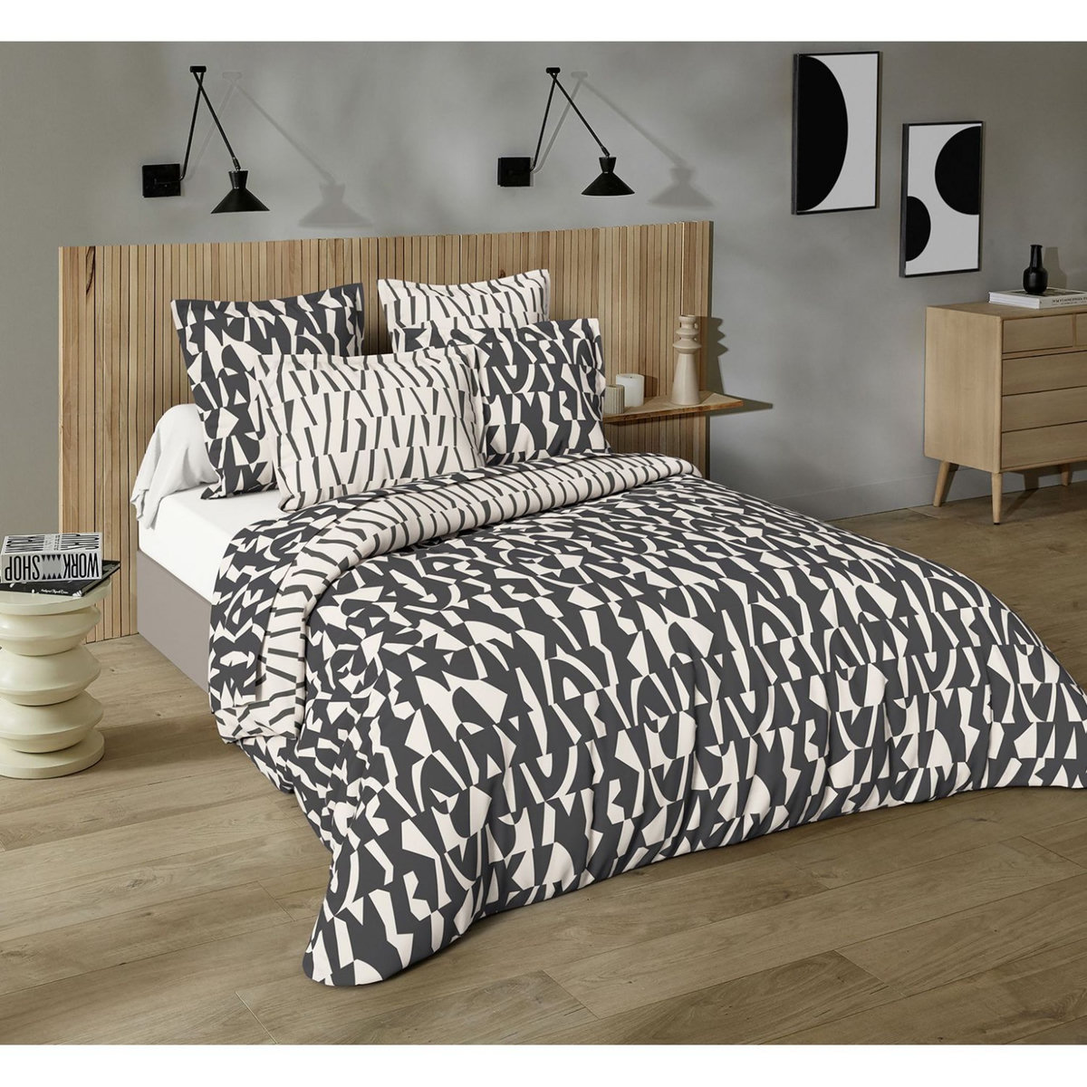 ACTUEL Parure housse de couette en polycoton 51 fils + drap housse MICHAL