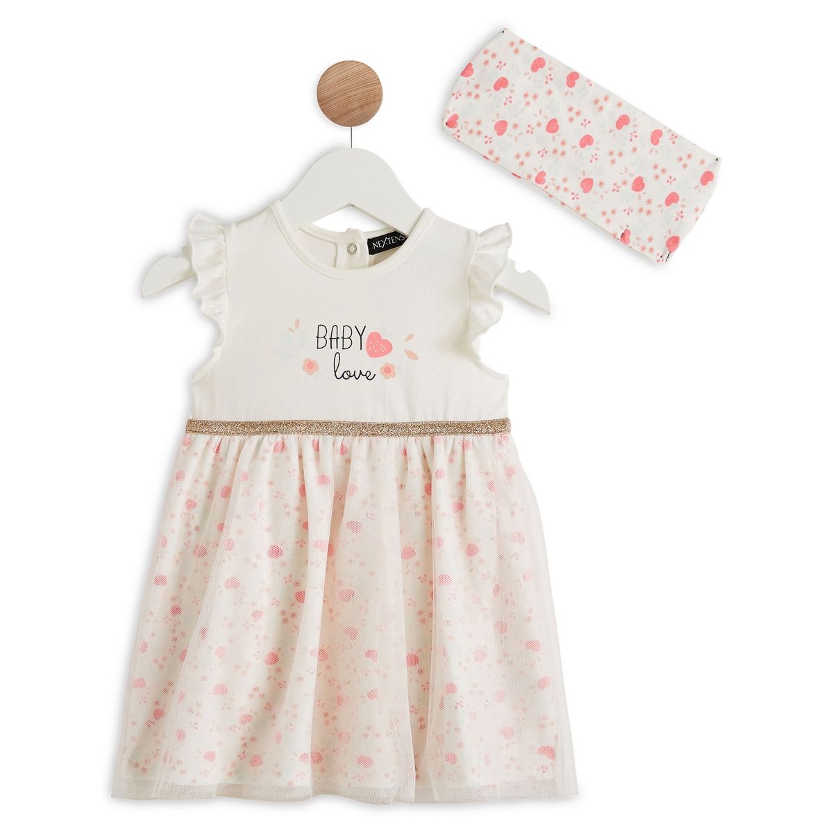 INEXTENSO Ensemble de naissance robe + bandeau  bébé fille