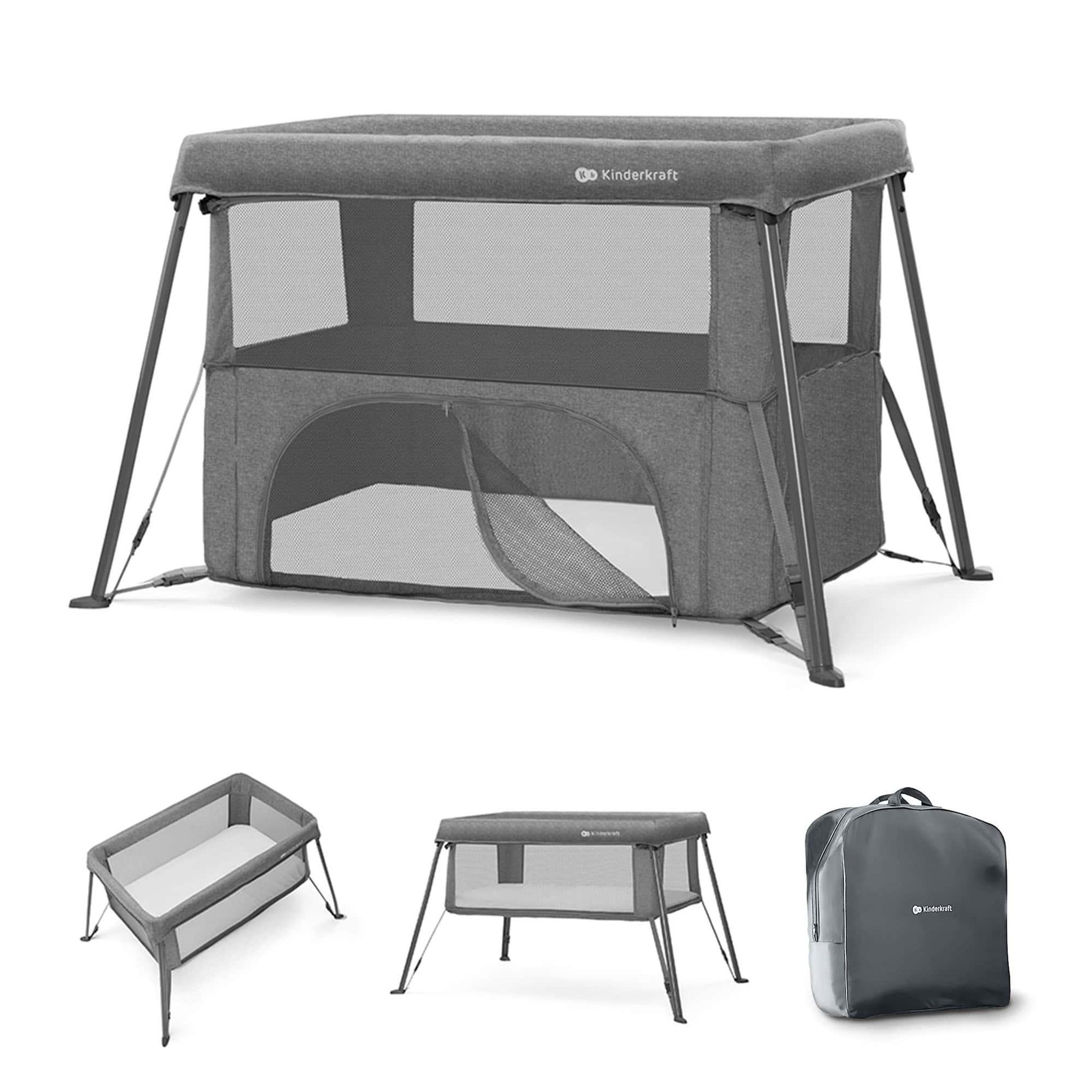 Voir la diapositive 1 : KINDERKRAFT Lit de camping pliant bébé 3 en 1 avec fonction évolutive