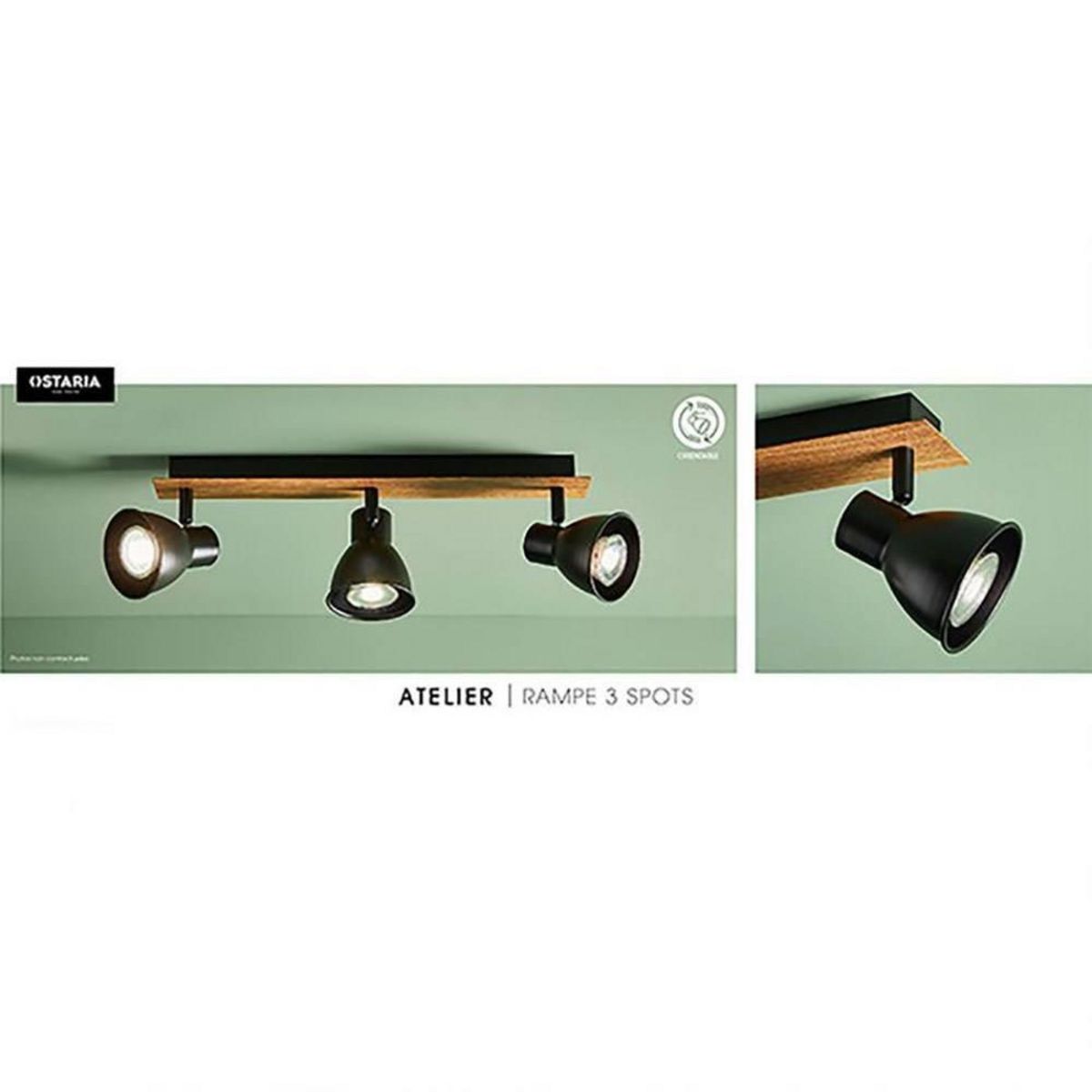 OSTARIA Rampe 3 spots orientables Atelier noir