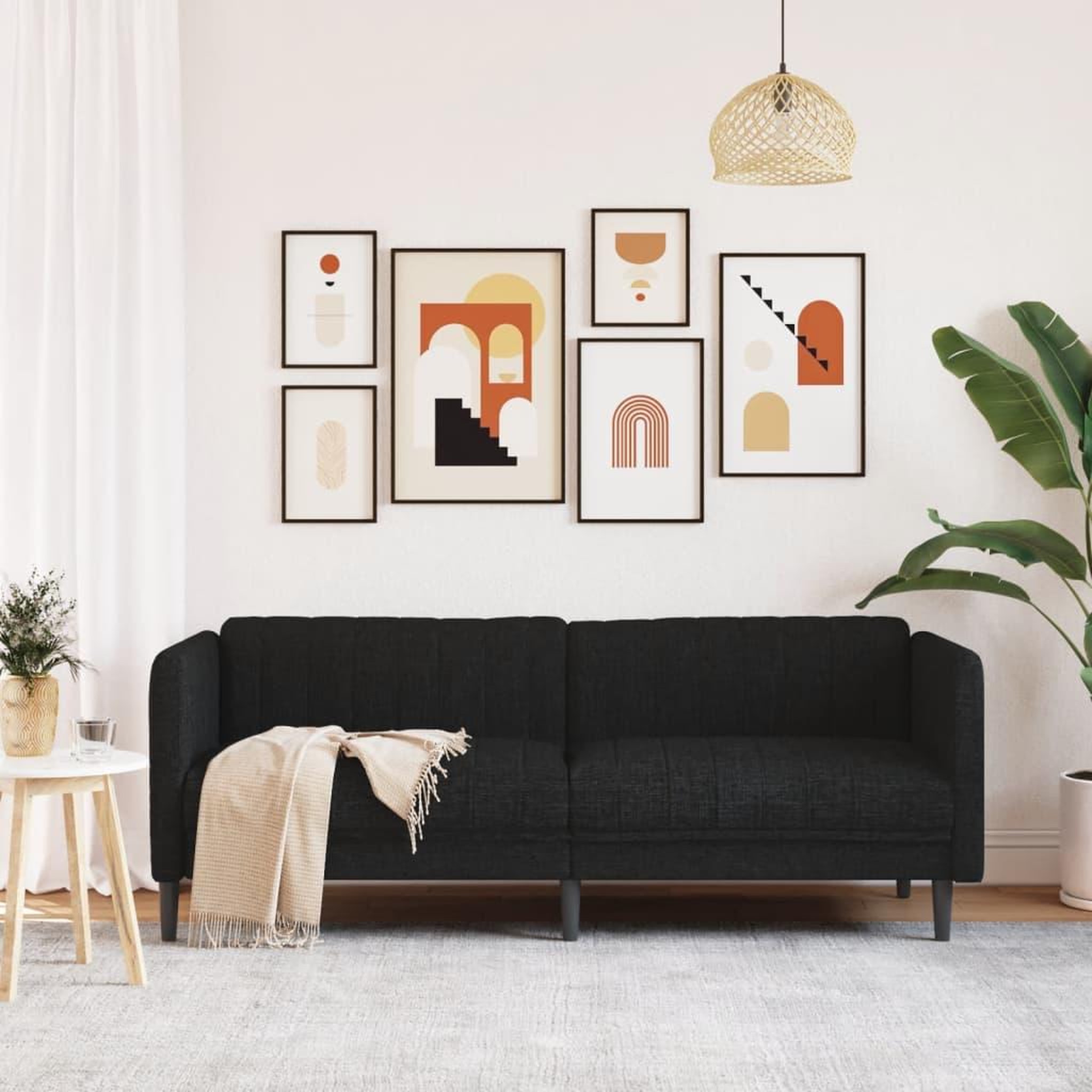 Voir la diapositive 3 : VIDAXL Canape a 3 places noir tissu