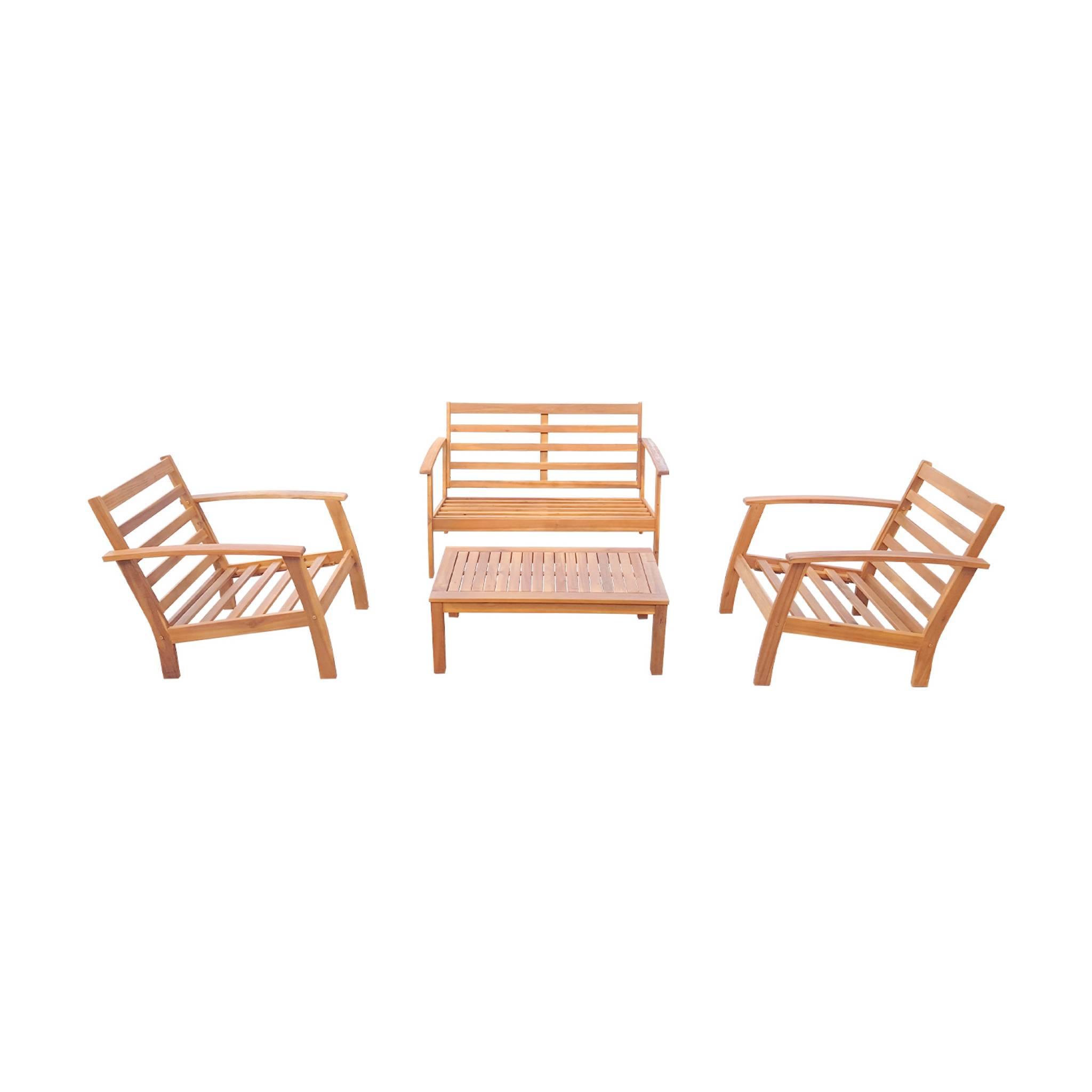 Voir la diapositive 6 : SWEEEK Salon de jardin en bois 4 places - Ushuaïa - Canapé, fauteuils et table basse en acacia, design