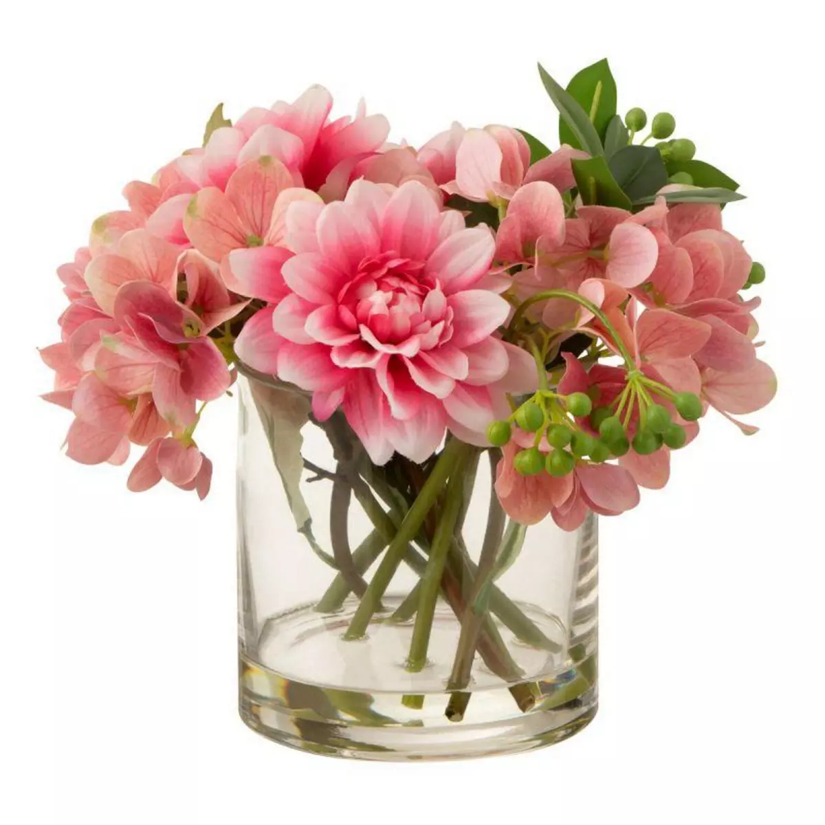 Paris Prix Composition Florale en Vase  Hortensia  25cm Rose