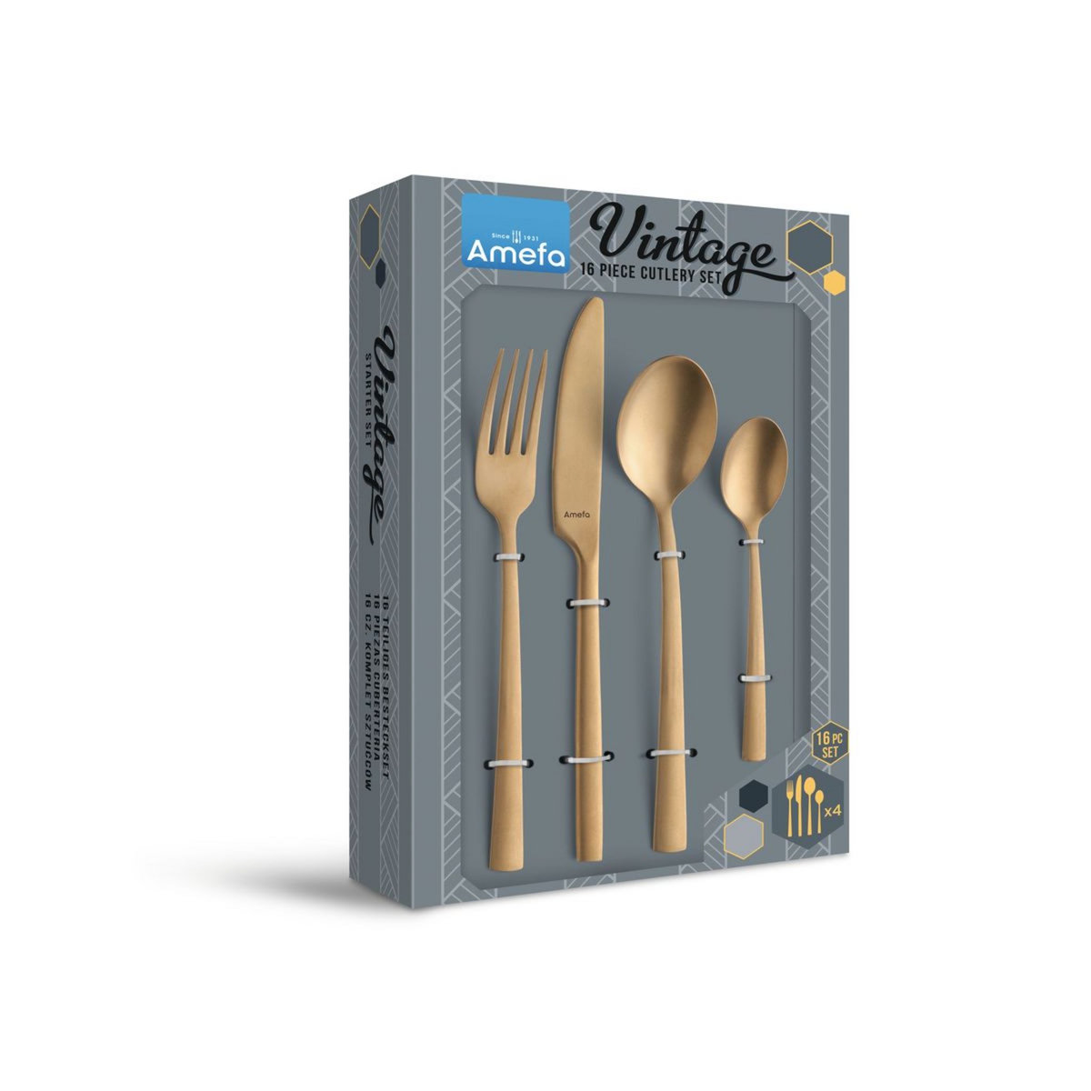 AMEFA Ménagère 16 pièces manille dorée 