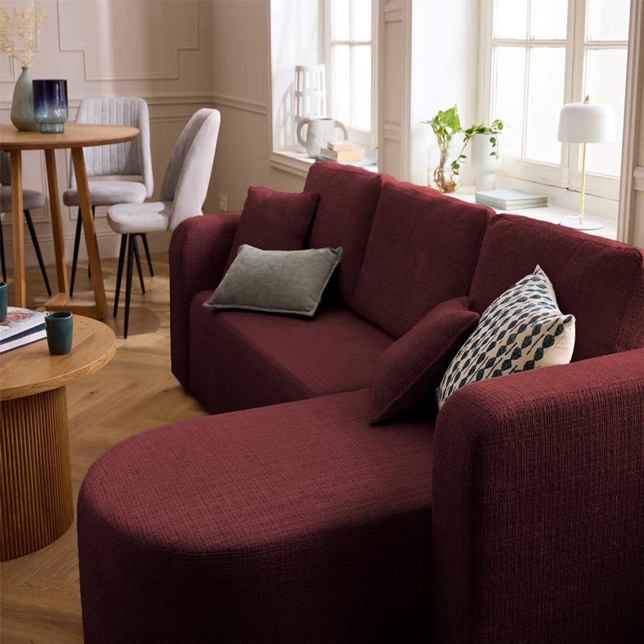 Voir la diapositive 3 : BEST MOBILIER Miro - canapé d'angle réversible - 4 places - convertible avec coffre - en velours texturé