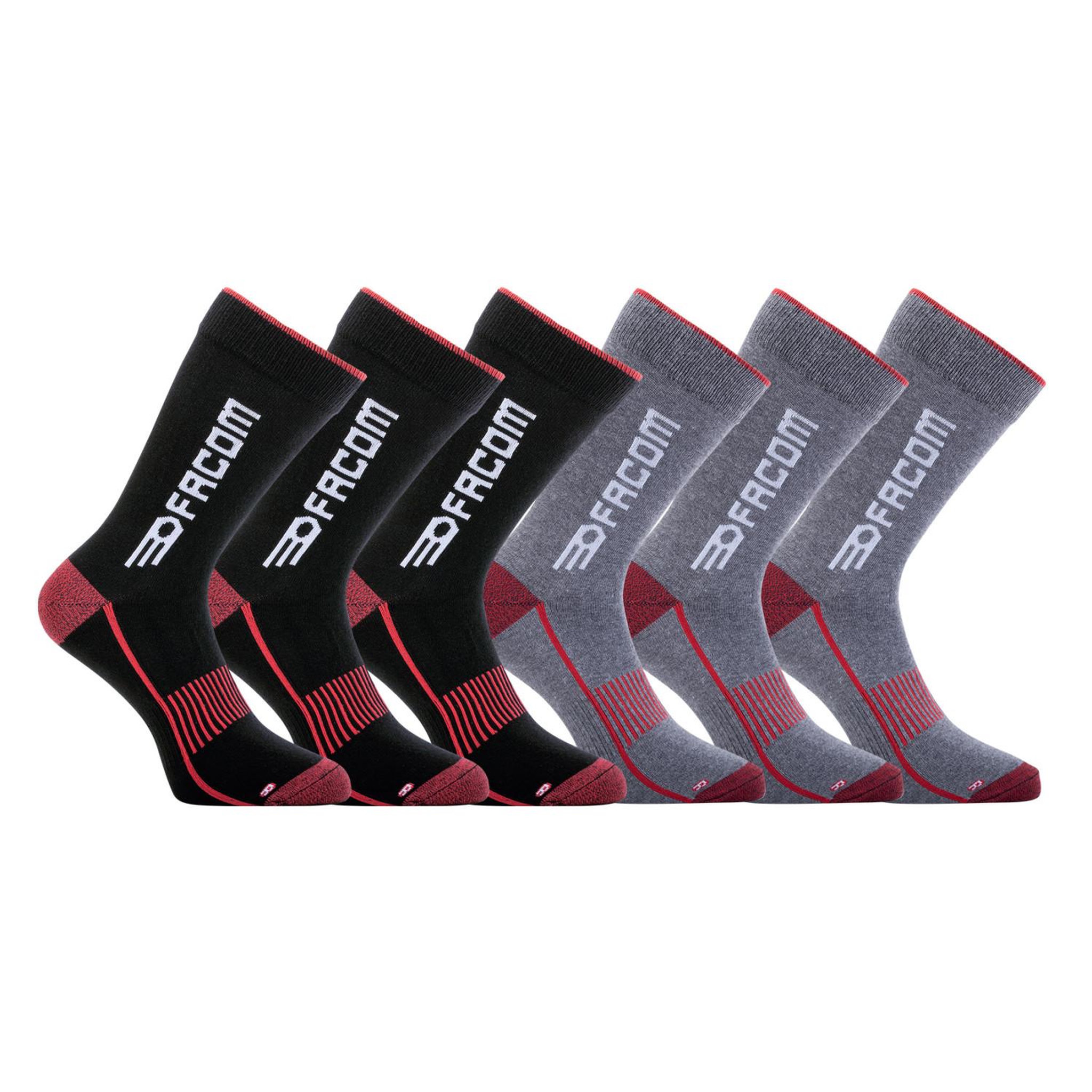 FACOM Lot de 6 paires de chaussettes hautes de travail breath. Coloris disponibles : Noir
