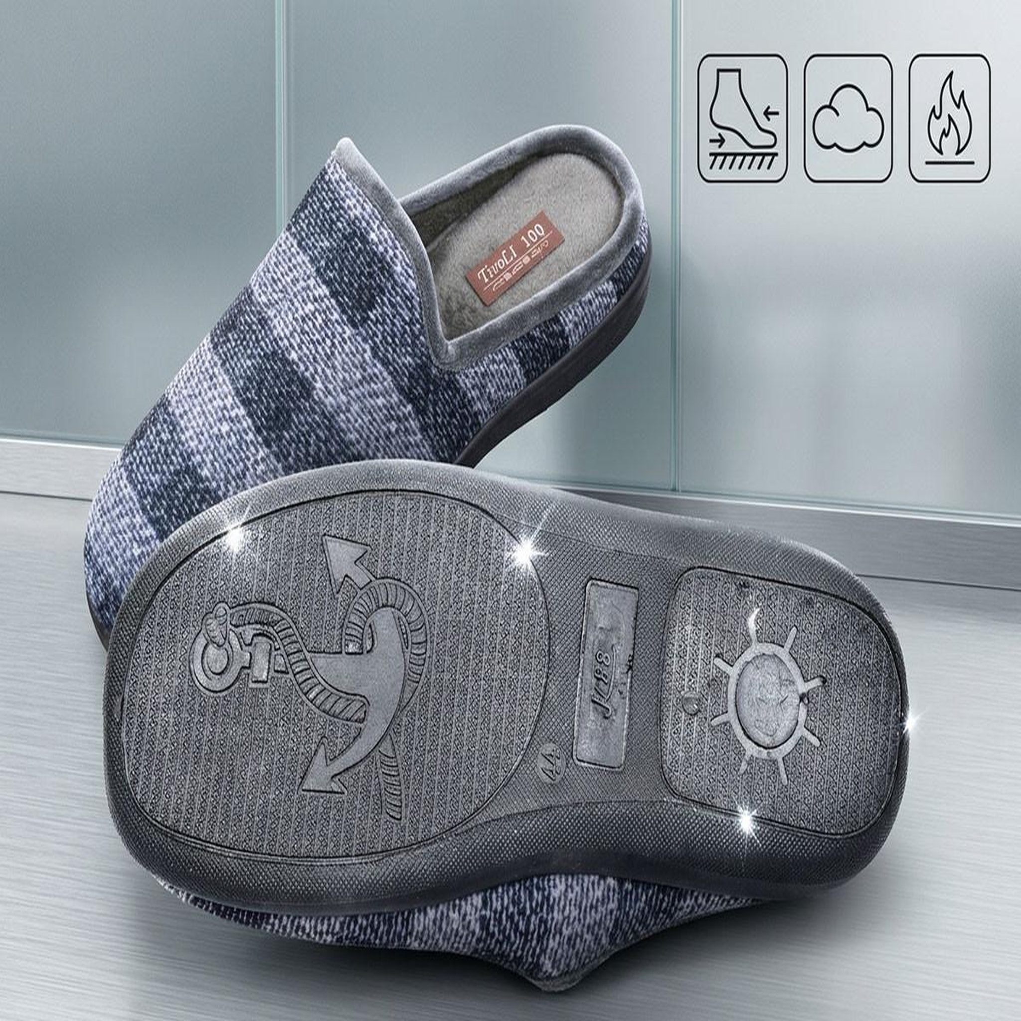 Voir la diapositive 5 : OZABI OZABI Pantoufles Homme Mule Chaudes Antiderapantes Confort