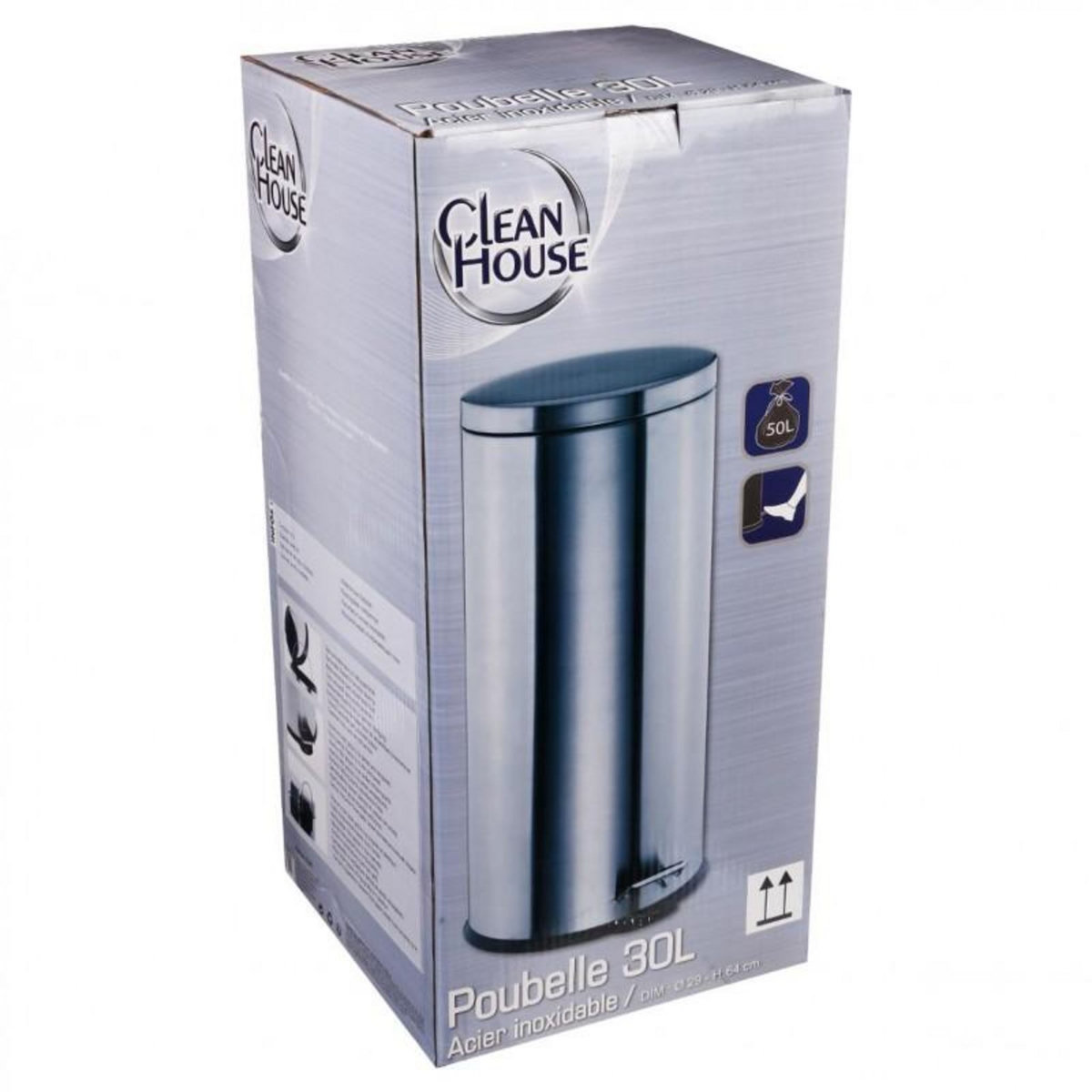 FIVE Poubelle Ronde  Inox Brossé  30L Argent