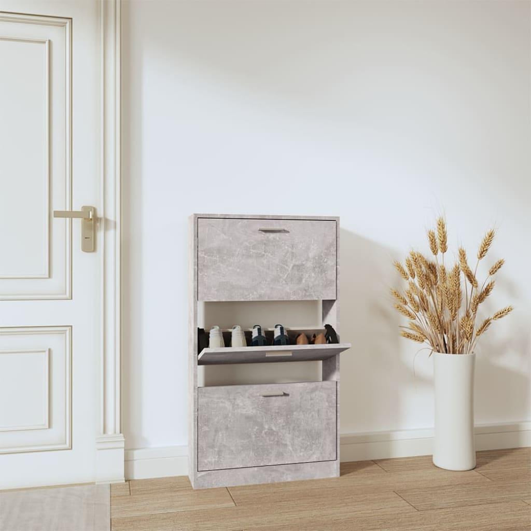 VIDAXL Armoire a chaussures Gris beton 59x17x108 cm Bois d'ingenierie