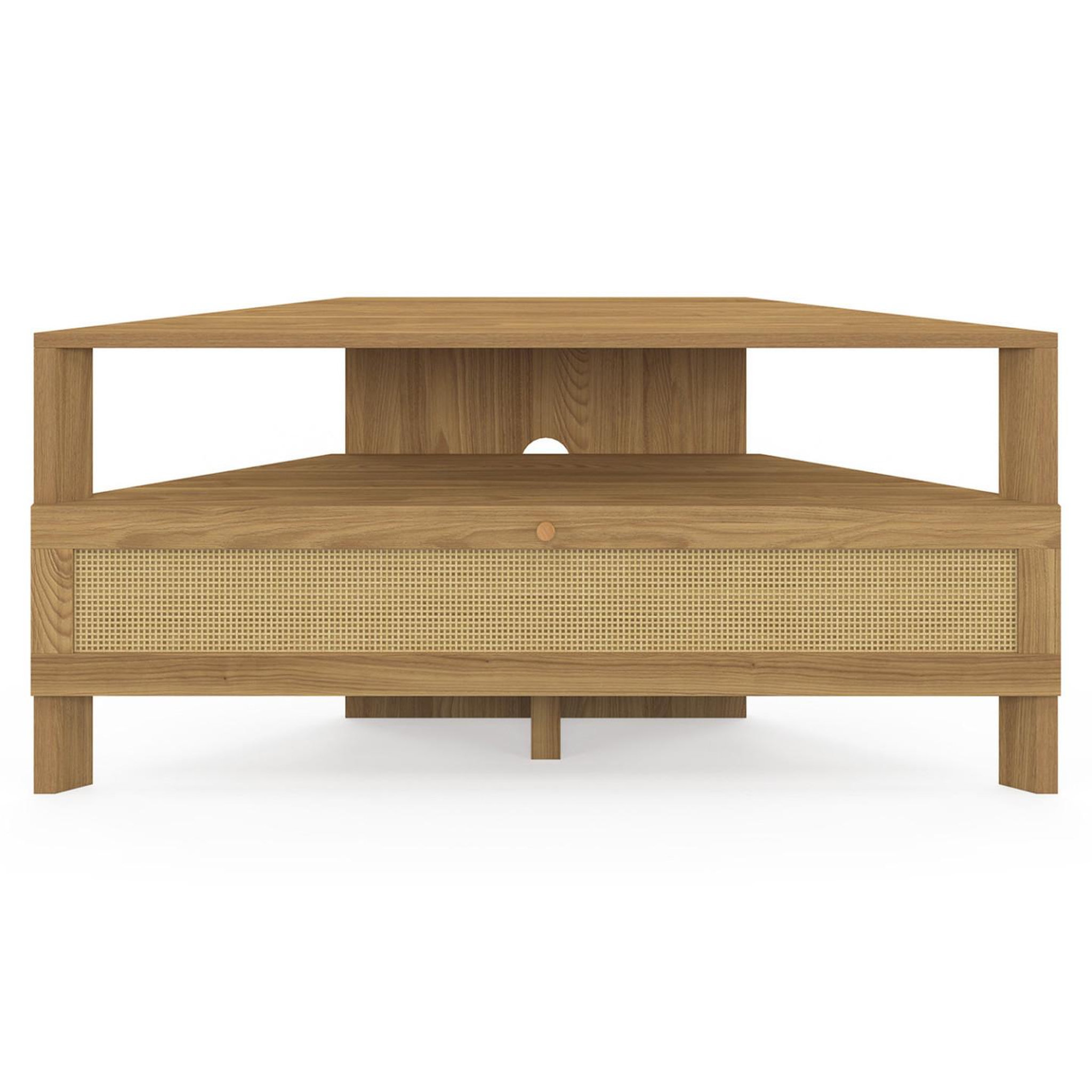 Voir la diapositive 3 : ID MARKET Meuble tv 100 cm d'angle hanae 1 porte effet naturel cannage