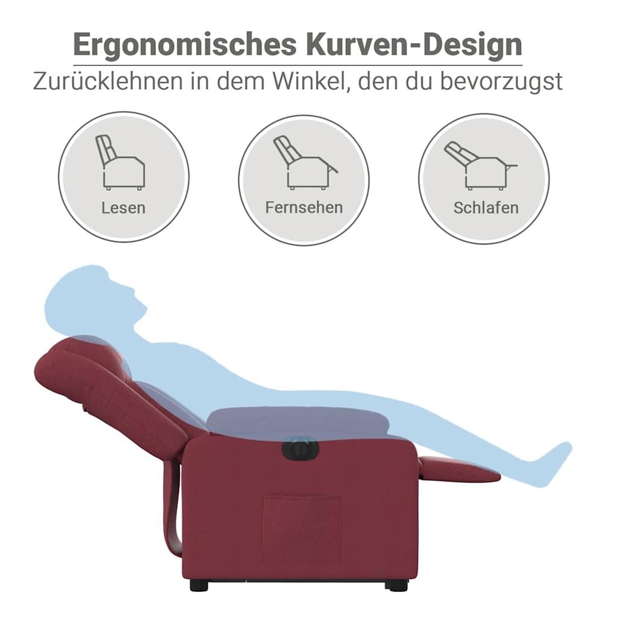 Voir la diapositive 6 : VIDAXL Fauteuil inclinable electrique rouge bordeaux tissu