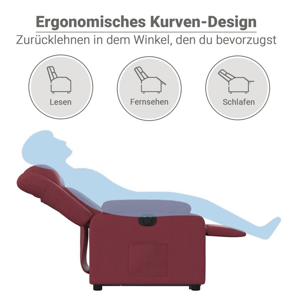 VIDAXL Fauteuil inclinable electrique rouge bordeaux tissu