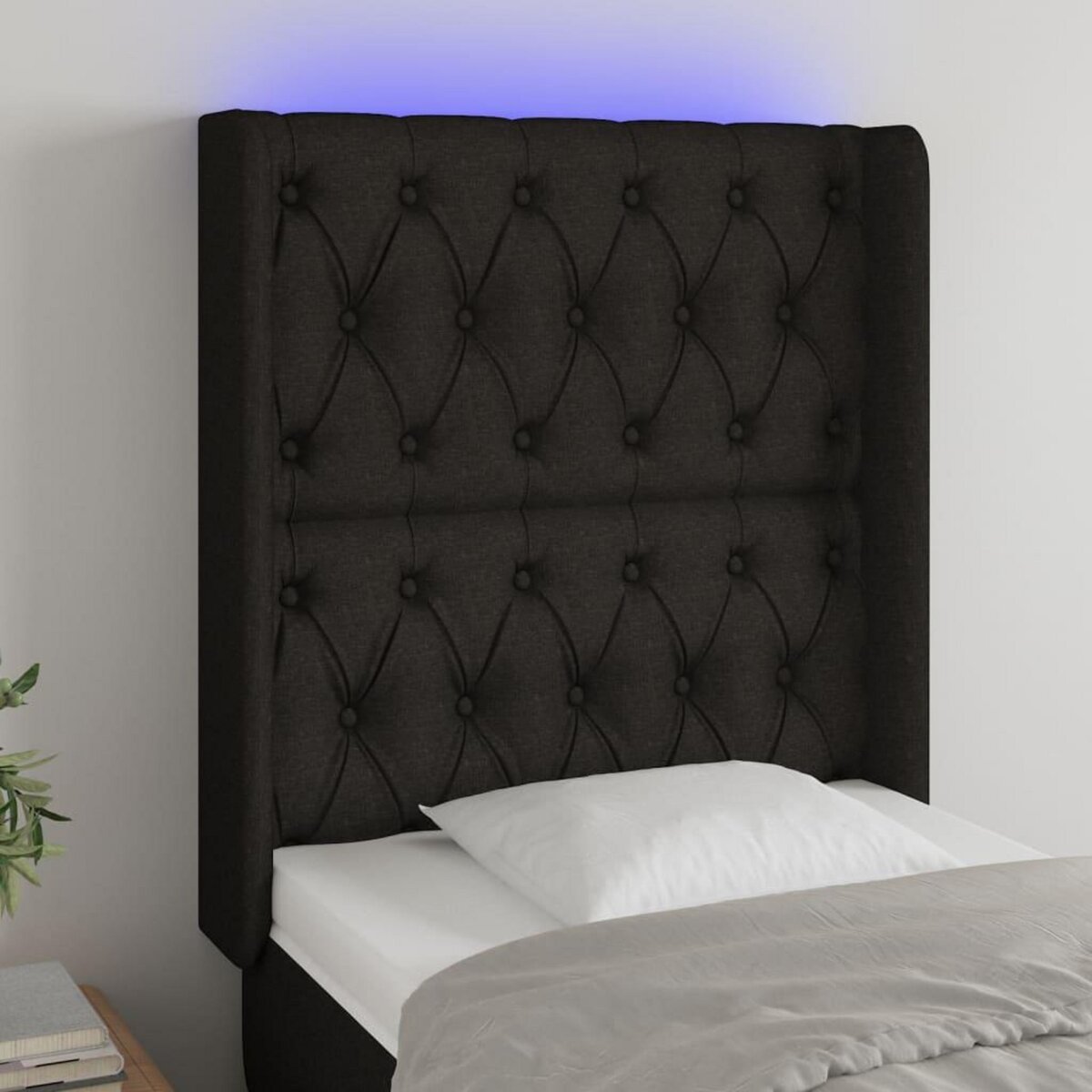 VIDAXL Tete de lit a LED Noir 83x16x118/128 cm Tissu