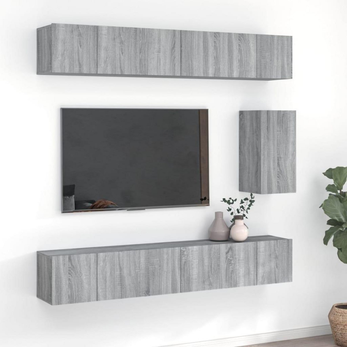 VIDAXL Ensemble de meubles TV 7 pcs Sonoma gris Bois d'ingenierie