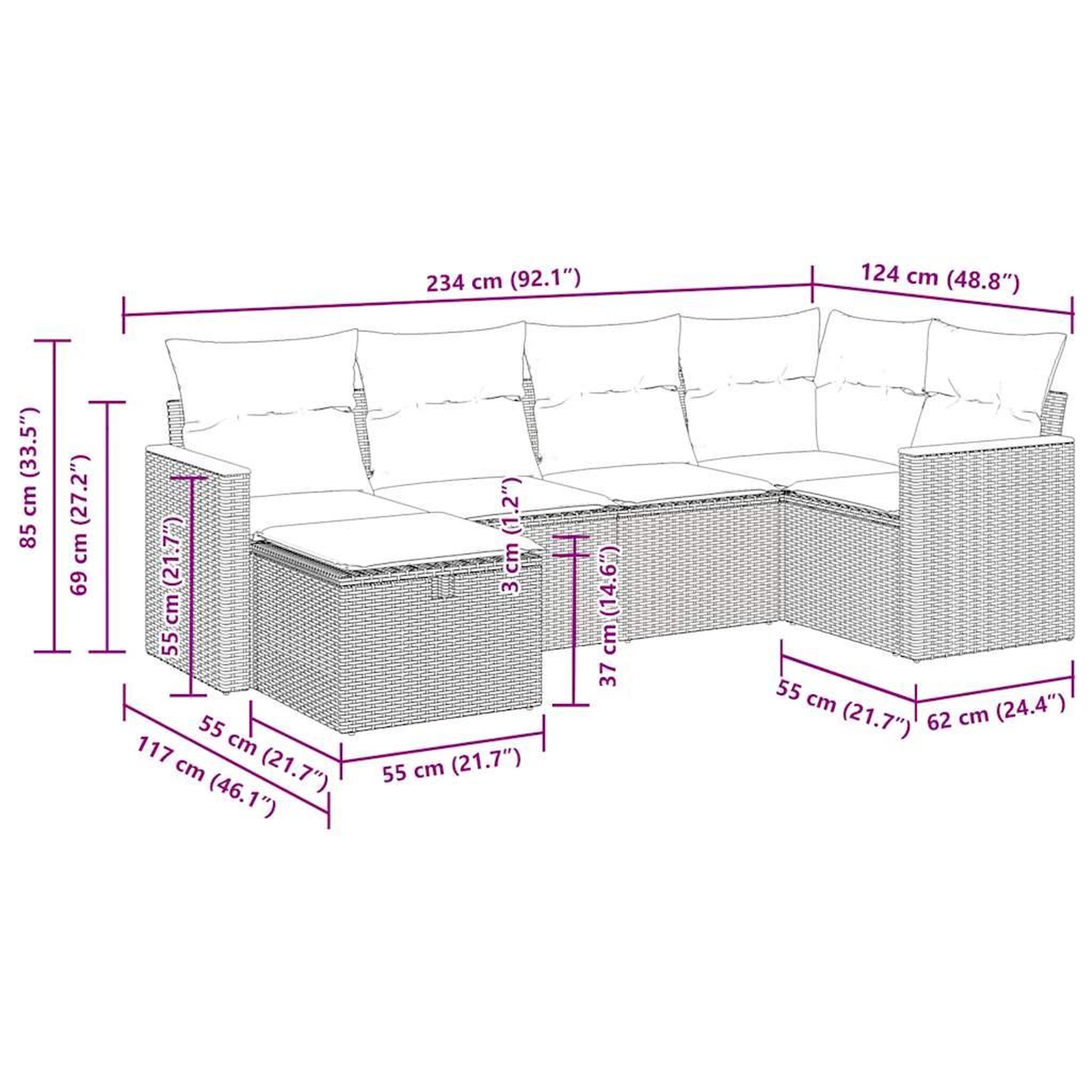 Voir la diapositive 6 : VIDAXL Salon de jardin 6 pcs avec coussins noir resine tressee