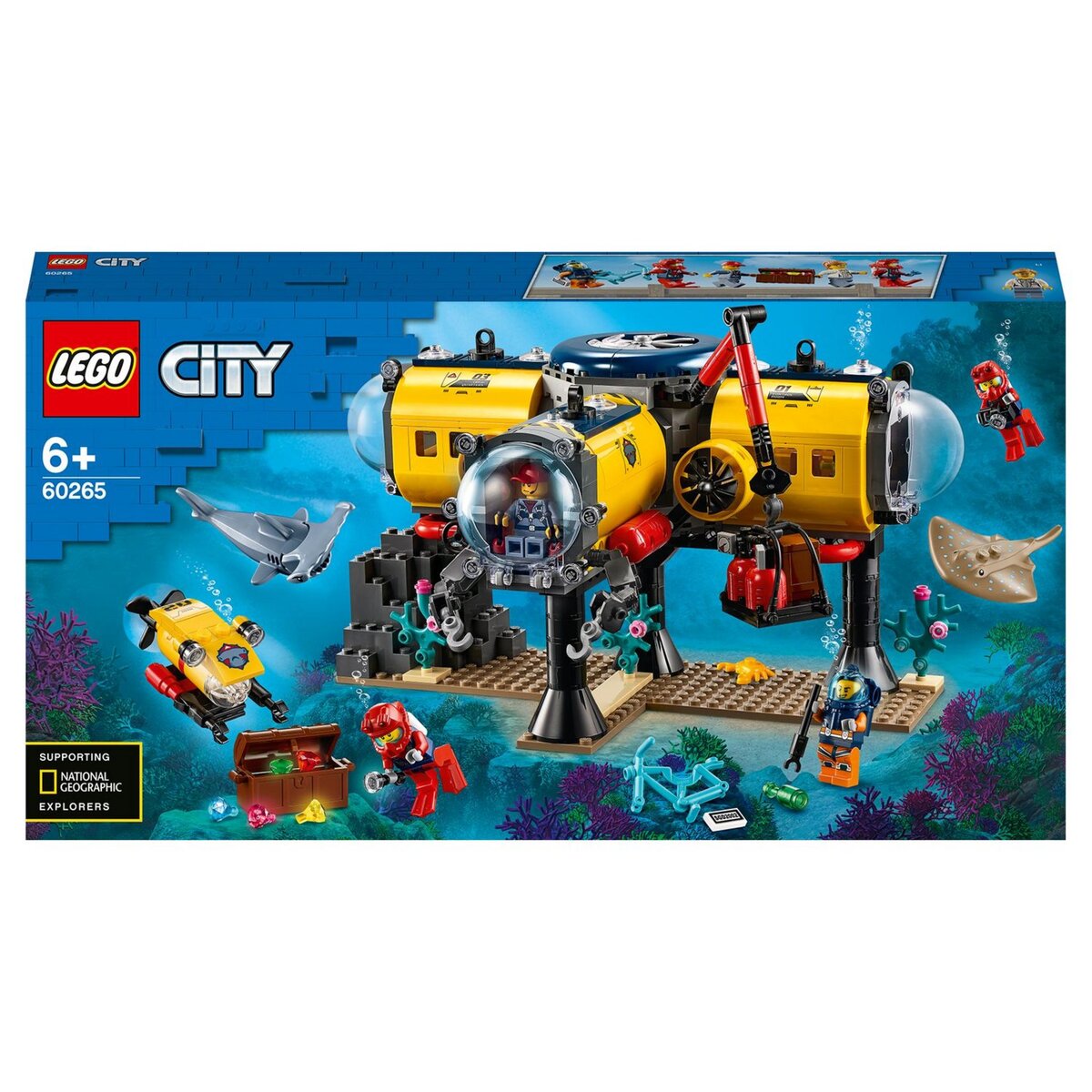 LEGO LEGO City 60265 La Base d&rsquo;Exploration Océanique, Mini-figurines Animaux
