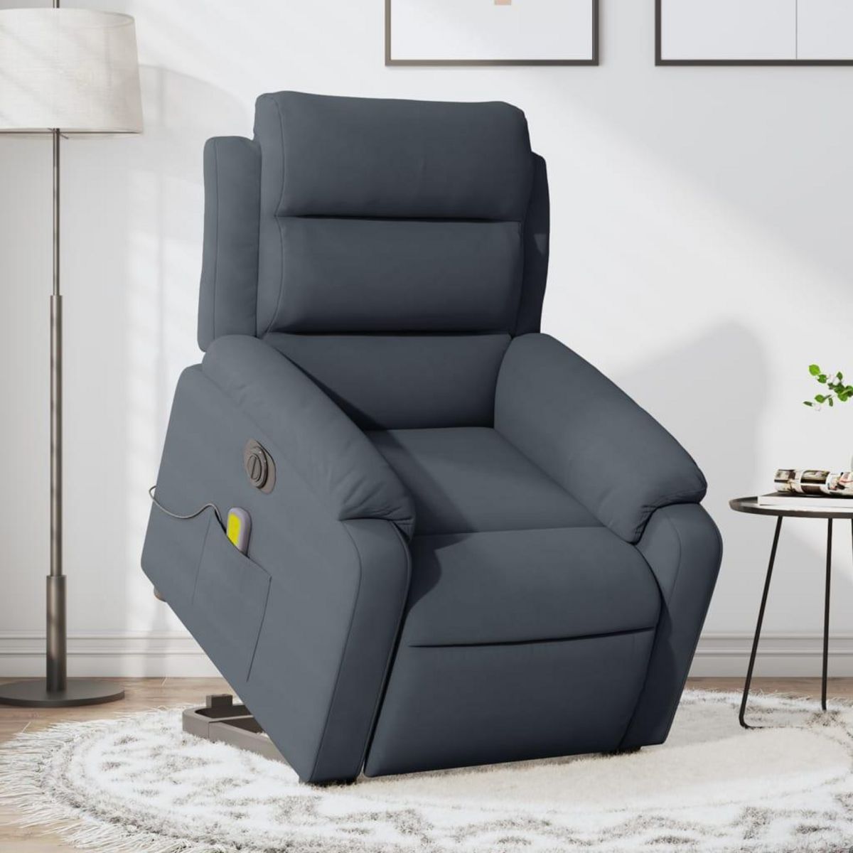 VIDAXL Fauteuil inclinable de massage electrique gris fonce velours