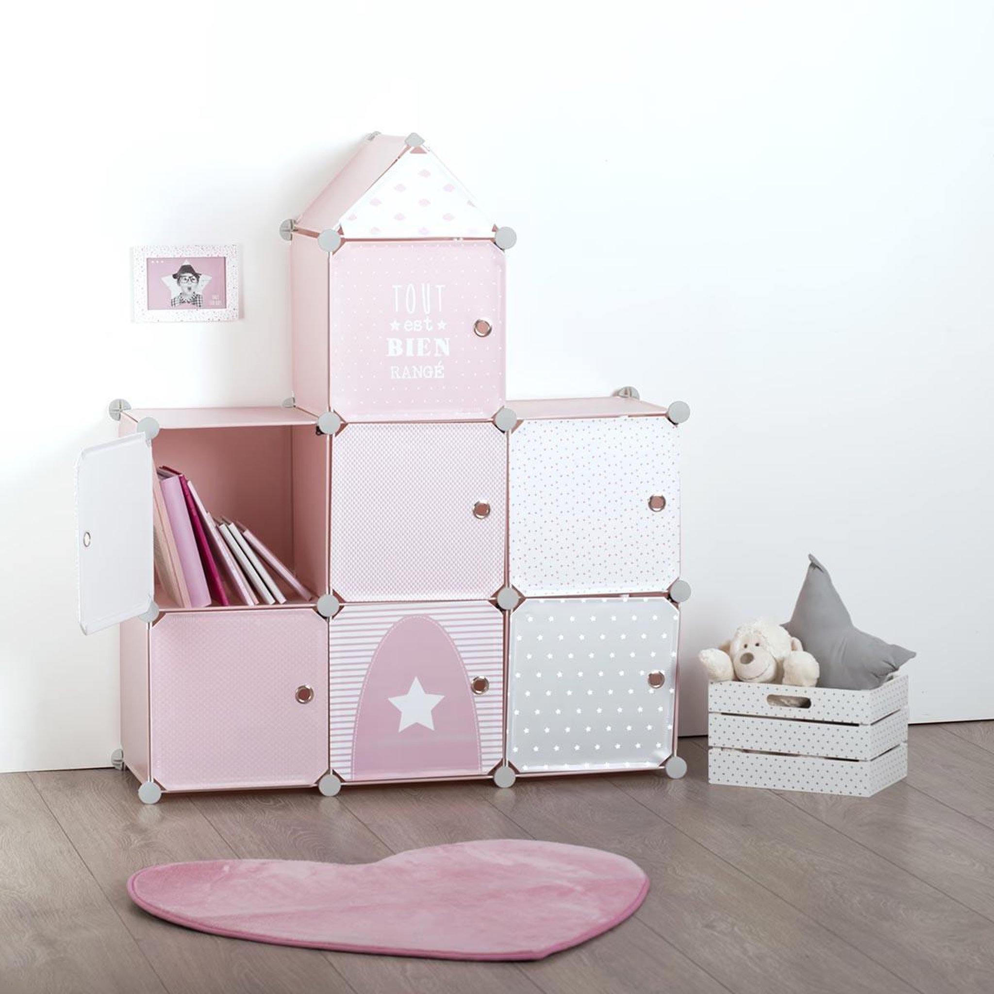 Voir la diapositive 5 : Atmosphera Kids Casier de rangement  château  111cm rose