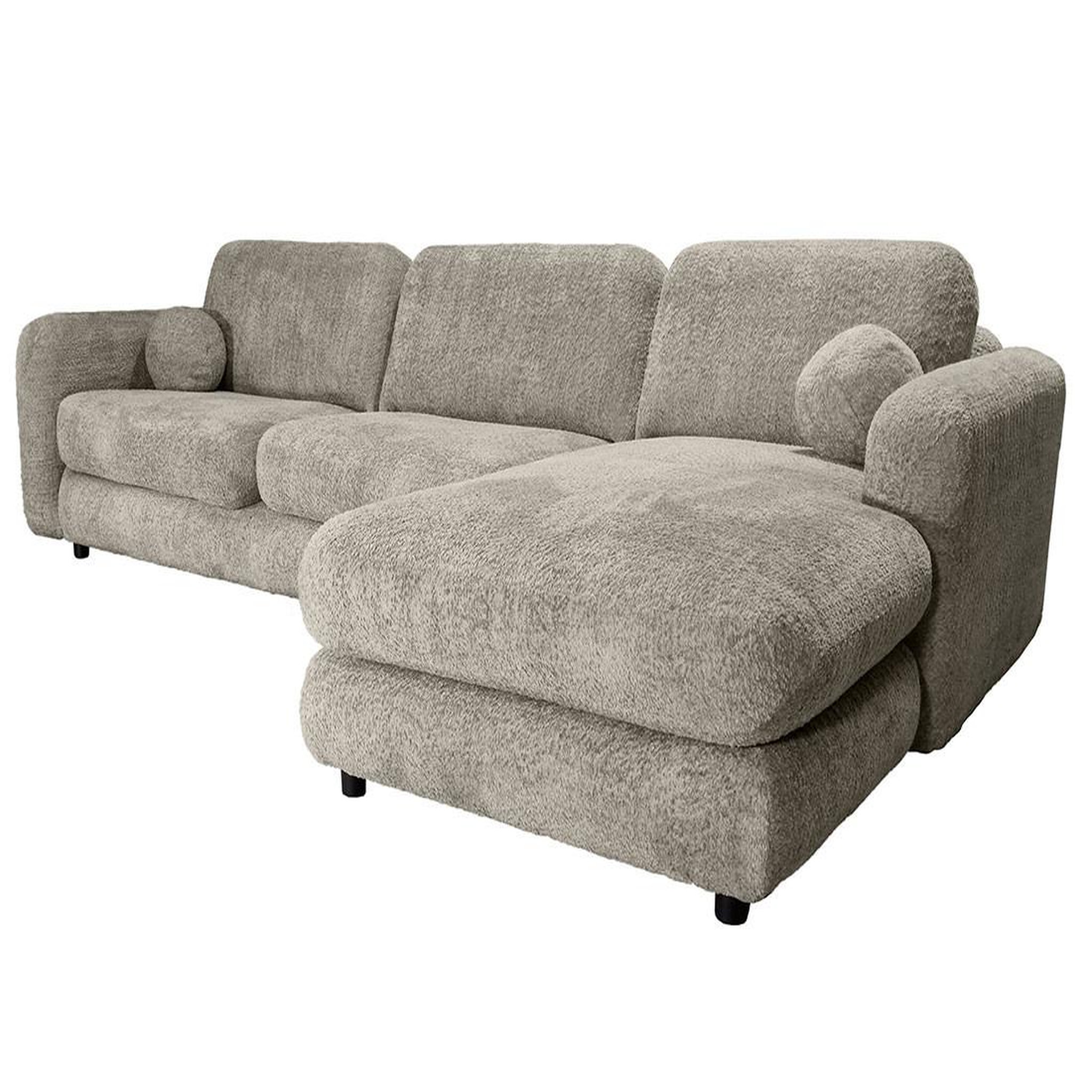 Voir la diapositive 4 : BEST MOBILIER Rachel - canapé d'angle droit 4 places en tissu bouclette