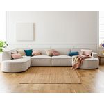 LISA DESIGN Spiaggia - canapé panoramique d'angle gauche - 7 places - en velours côtelé. Coloris disponibles : Beige, Noir, Orange, Vert, Gris, Bleu