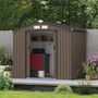 Voir la diapositive 3 : OUTSUNNY Abri de jardin - remise pour outils - cabanon porte verrouillable - dim. 213L x 130l x 185H cm - tôle d'acier chocolat