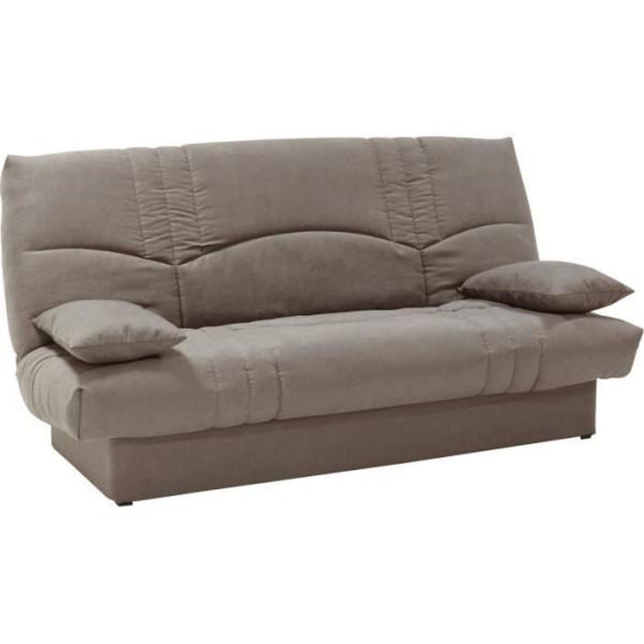Voir la diapositive 3 : MARKET24 Clic clac 3 places THELMA - Tissu Soro taupe - Couchage 125x190 cm - L190 x P92 x H96 cm