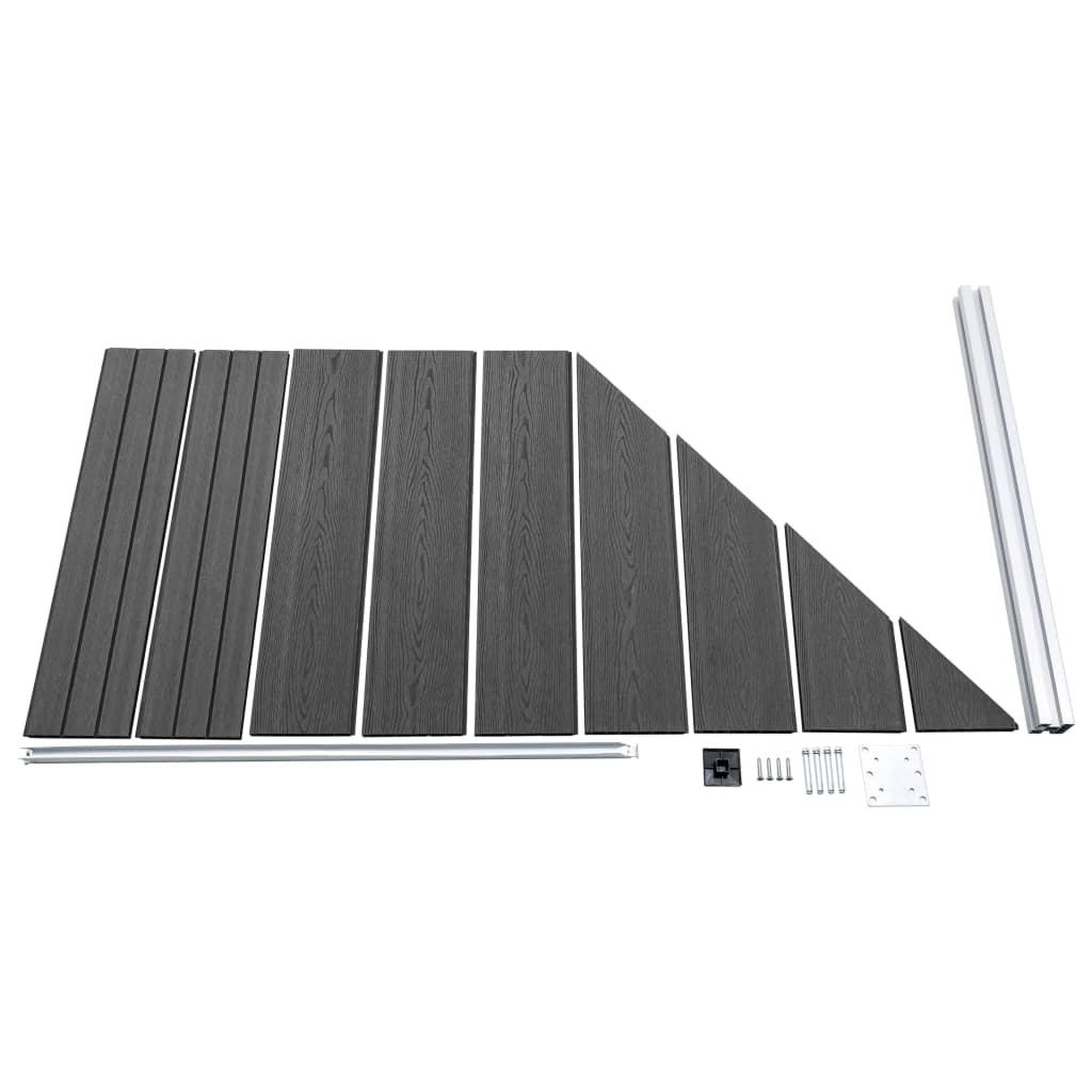 Voir la diapositive 5 : VIDAXL Ensemble de panneau de cloture WPC 1657x(105-186) cm Noir