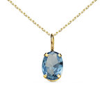 L'ATELIER D'AZUR Collier - Pendentif Or Jaune 18 Carats 750/000 - Zirconium Bleu Topaze - Chaine Dorée