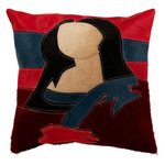Paris Prix Coussin Déco en Cuir  Femme  45x45cm Rouge