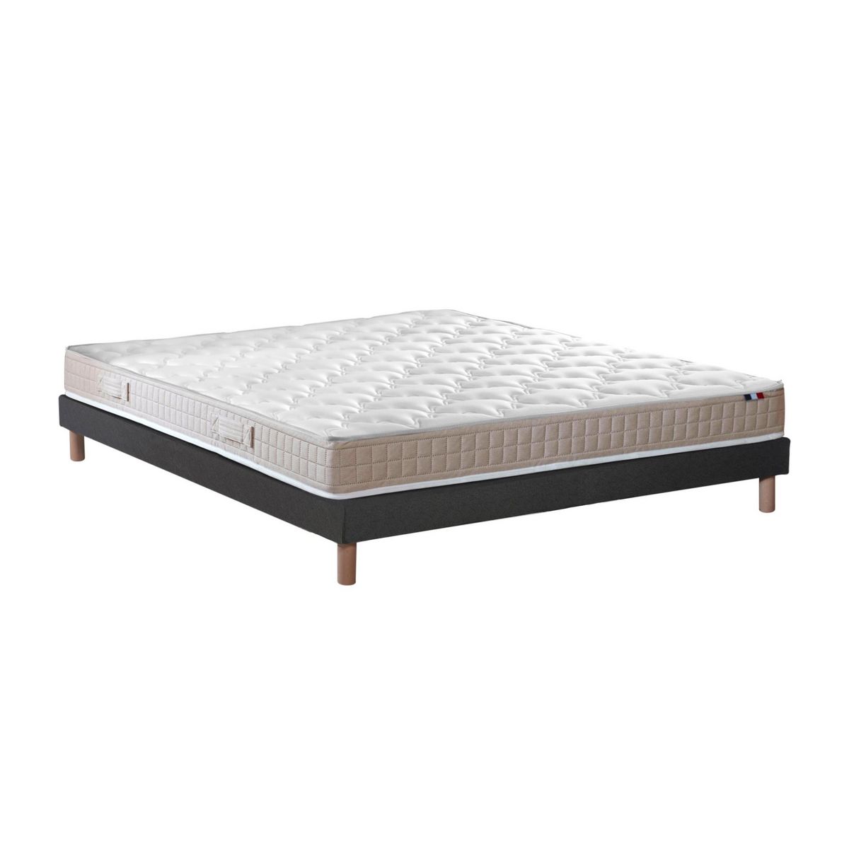 IDLITERIE Ensemble matelas 100% latex 3 zones PURE avec sommier - confort français