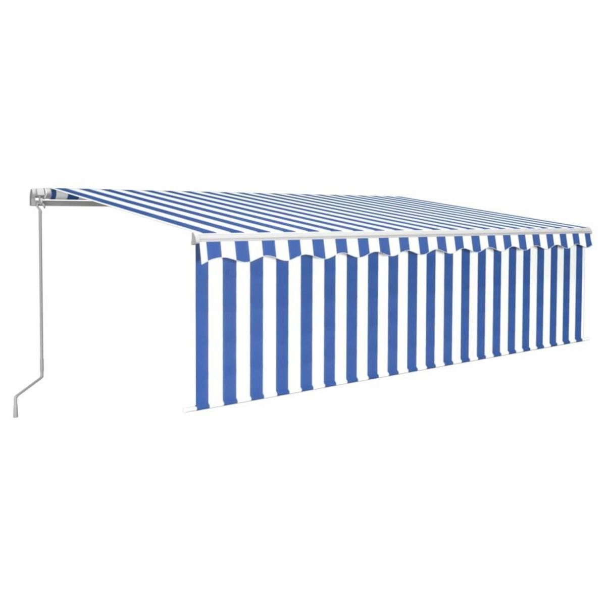 VIDAXL Auvent retractable manuel avec store et LED 5x3 m Bleu et blanc